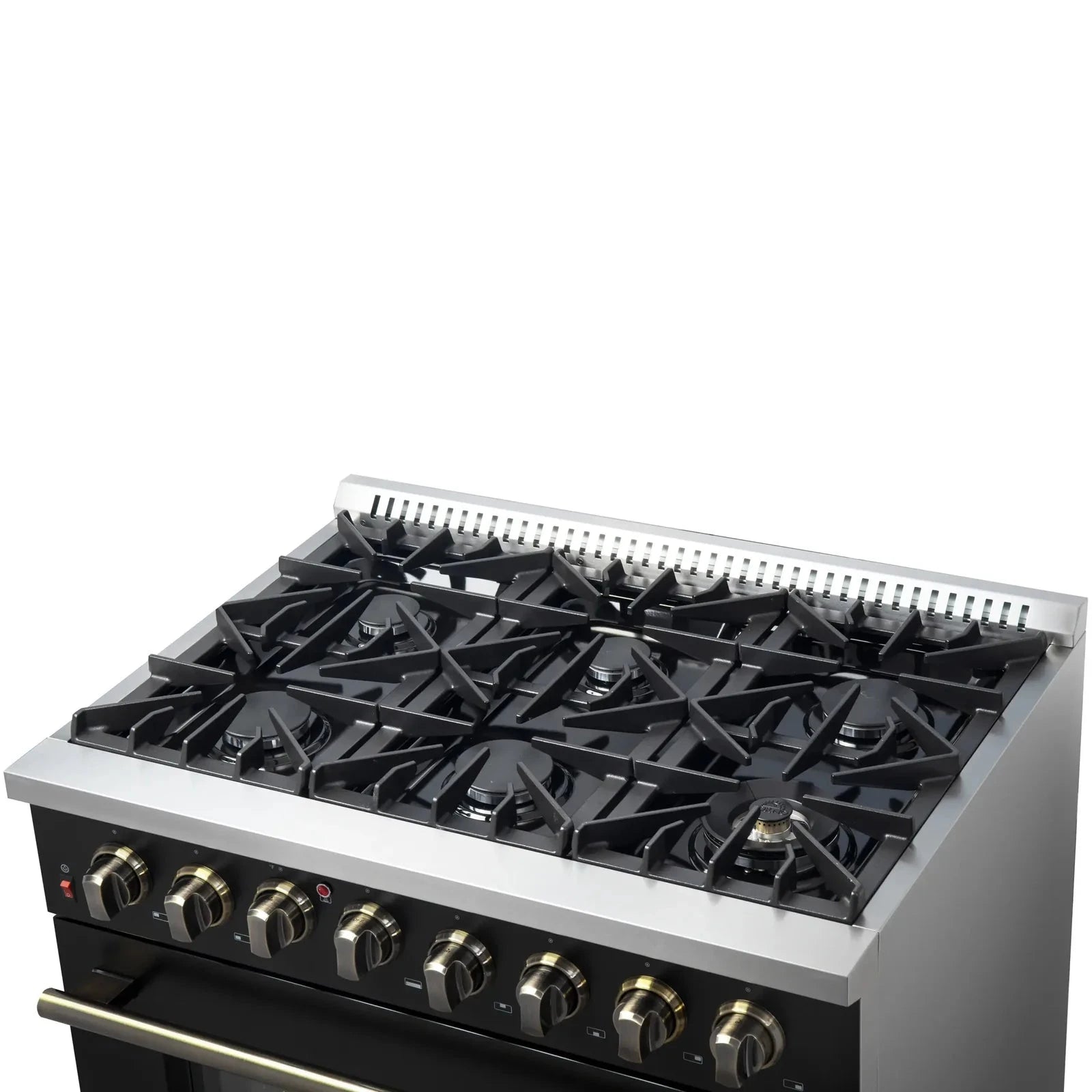 **Forno Galiano 36-Inch Professional Dual Fuel Range - Gas Stove & Electric Oven in Black with Antique Brass Trim (Model FFSGS6156 36BLK) - Perfect for Gourmet Kitchens & Modern Home Cooking**