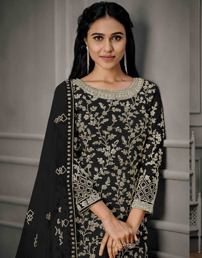 Black Pants Style Suit with Butterfly Net - Elegant Formal Wear for Evening Events & Costume Parties