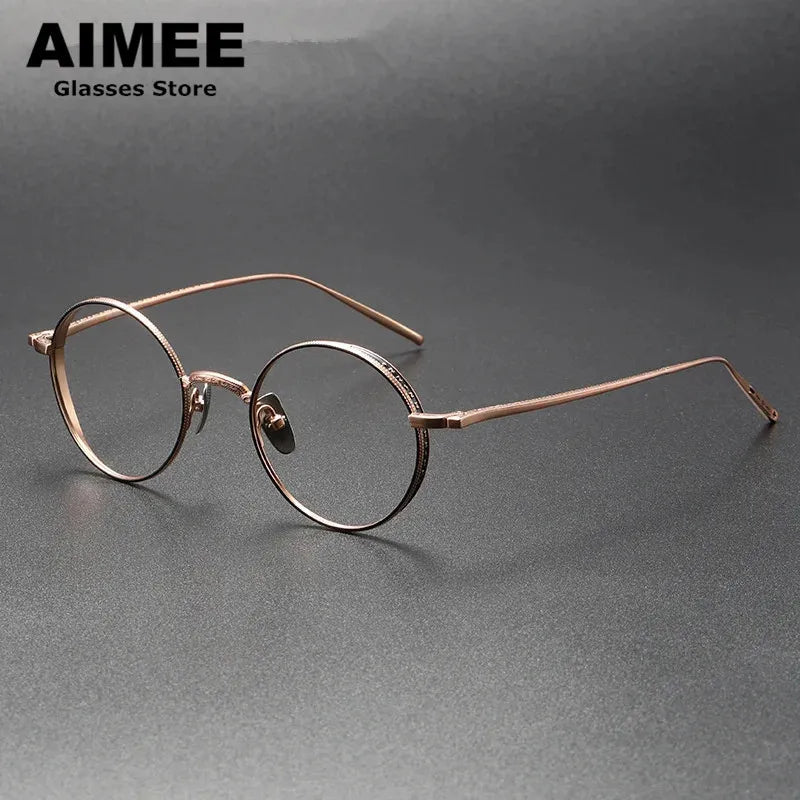 Aimee Unisex Full Rim Round Titanium Eyeglasses Frame 133087 - Lightweight Durable Glasses for Work, Reading & Everyday Wear