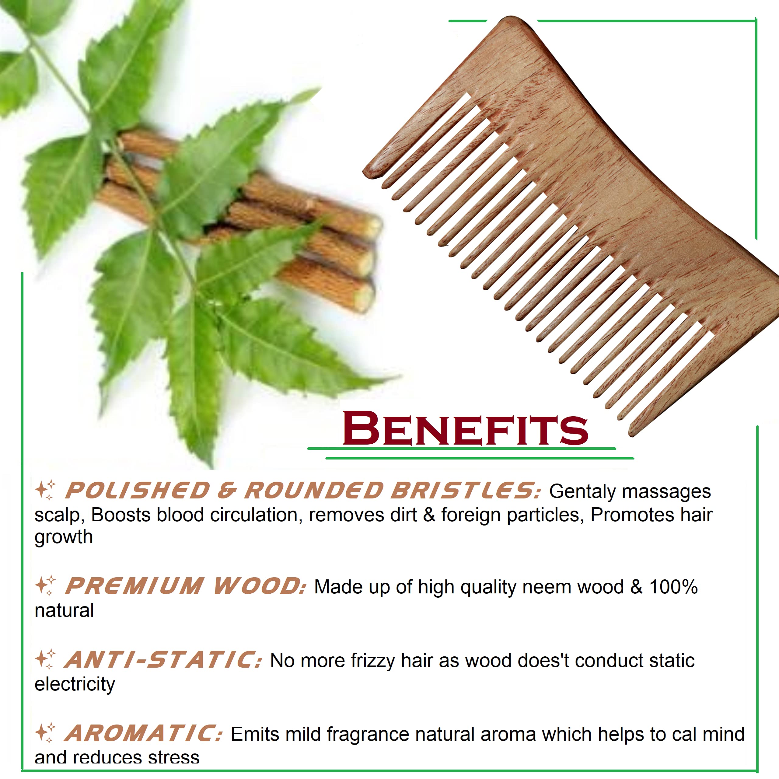 Premium Natural Wooden Comb for Hair Care - Smooth & Anti-Static Detangling Comb for Men & Women - Perfect for Daily Use, Travel & Salon Styling