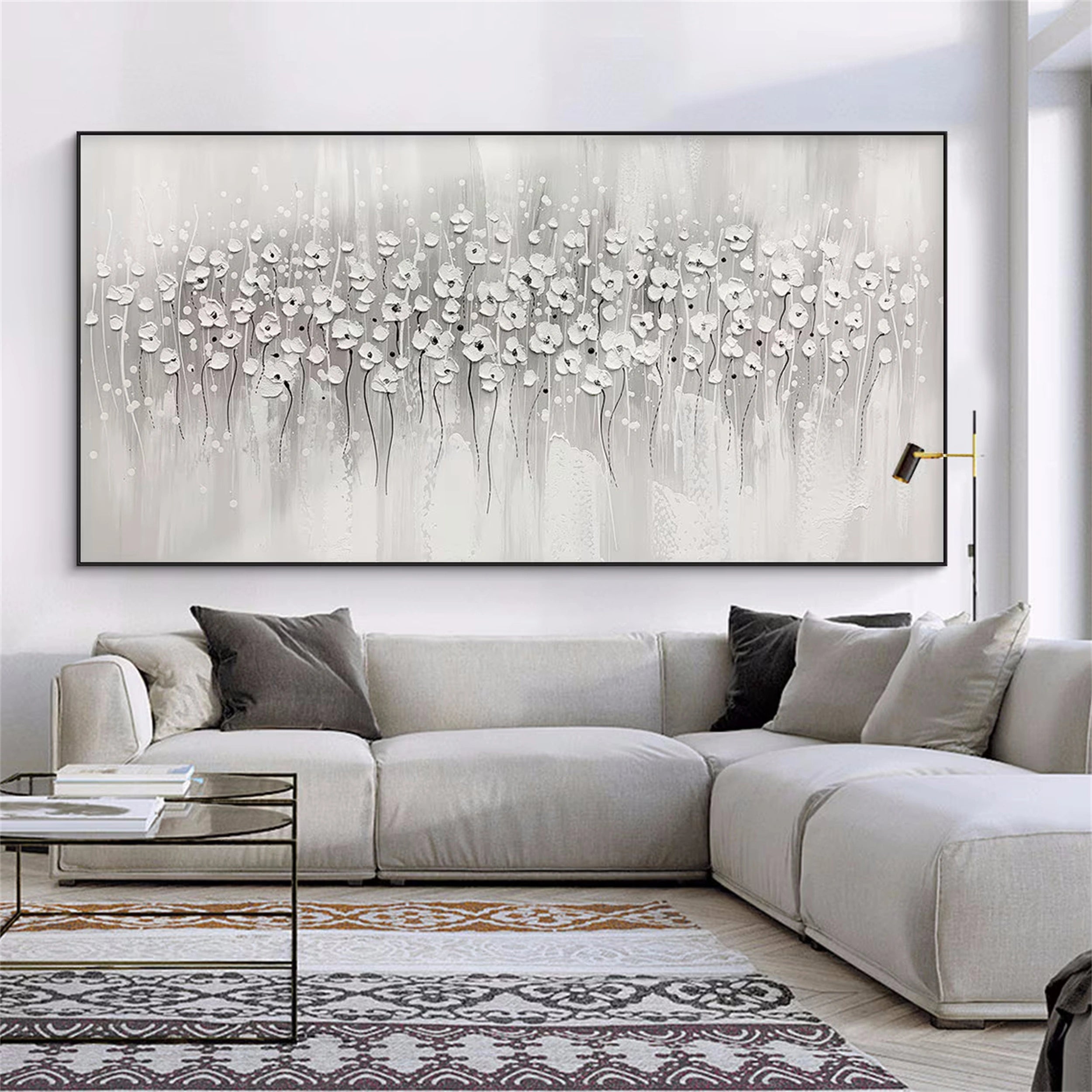 Beautiful Flower and Tree Painting #FT031 - Handmade Canvas Art for Home Decor, Living Room, Bedroom & Office Wall