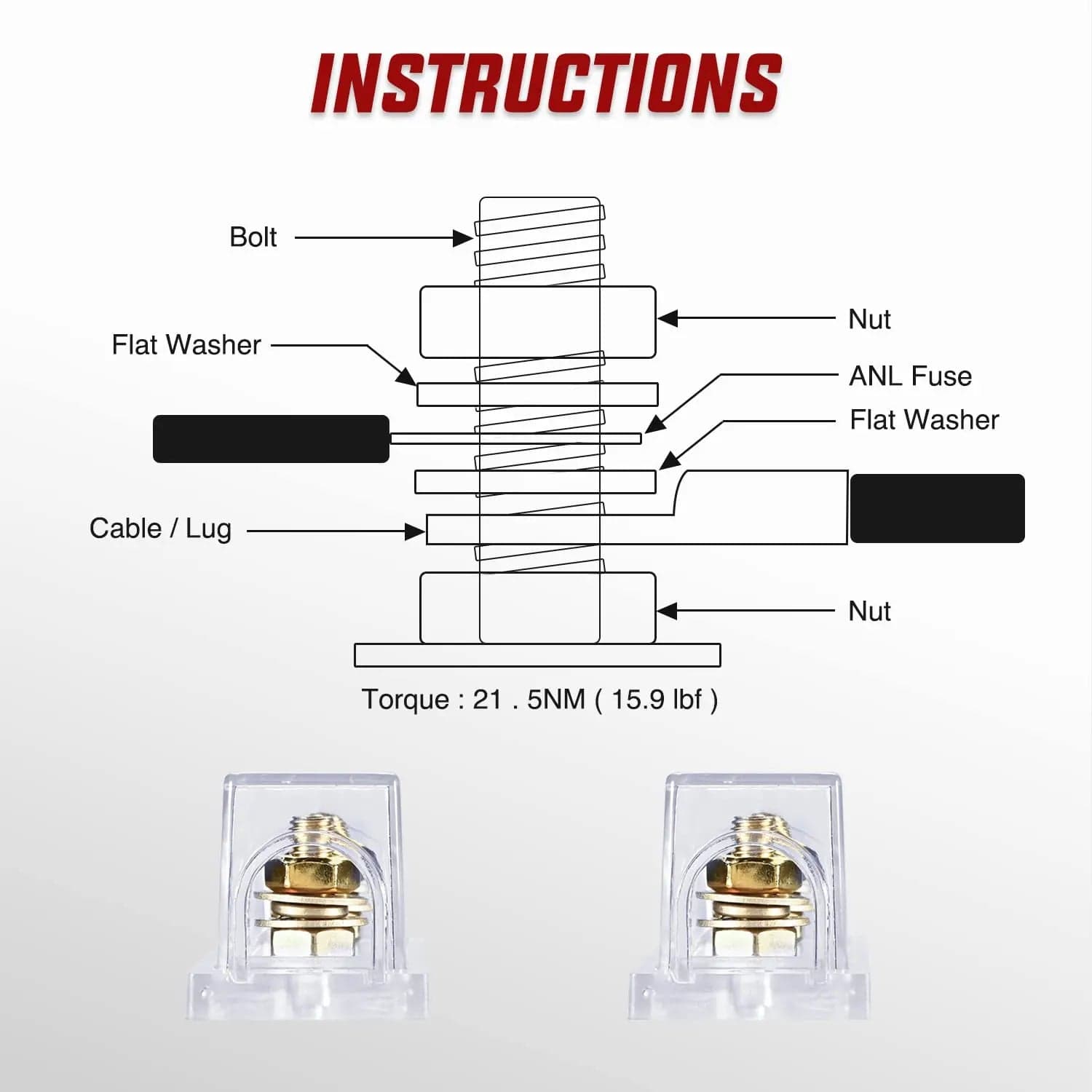 200A ANL Fuse with Fuse Holder Kit - High Amp Car Audio Circuit Protection for Stereo Systems, Amplifiers & Off-Road Vehicles