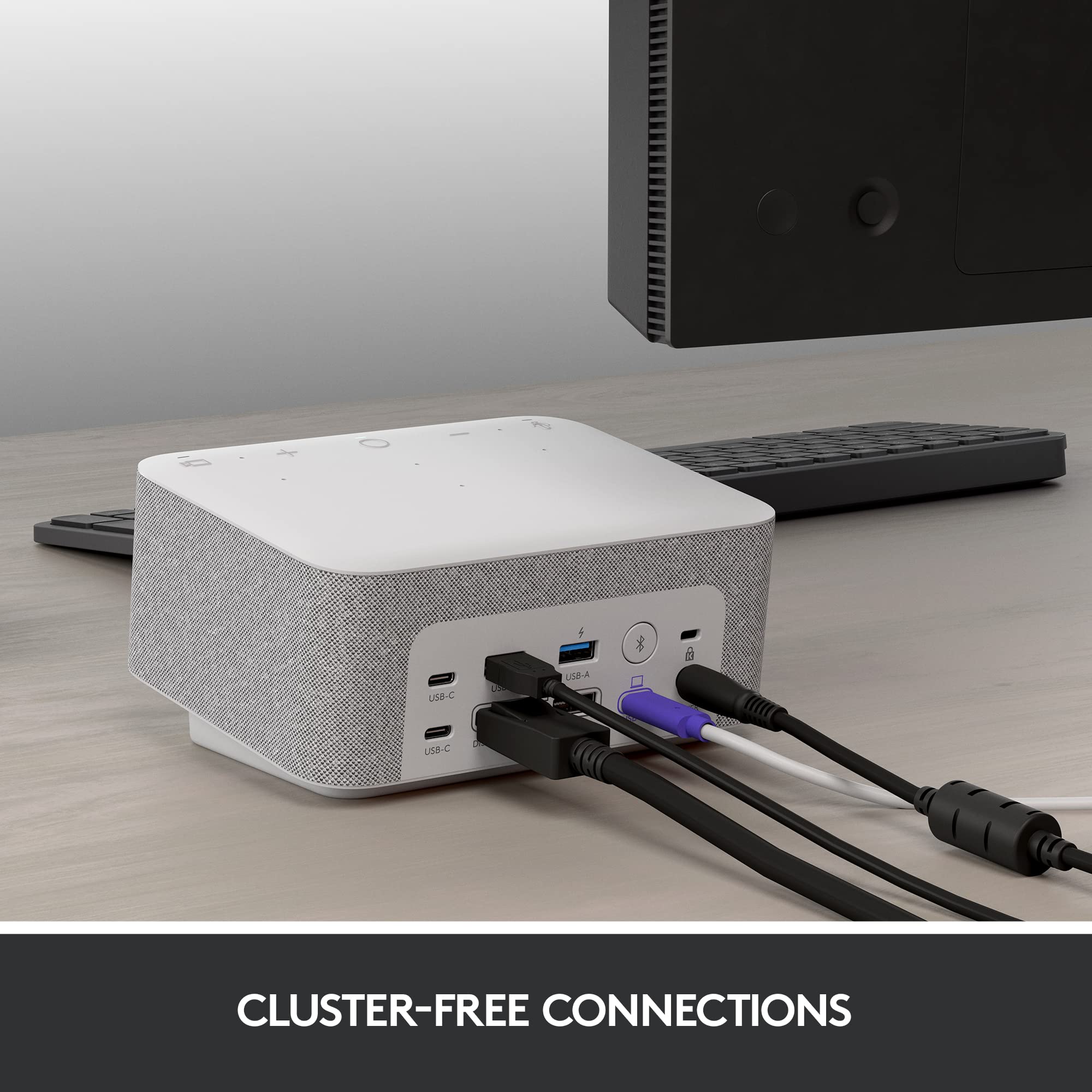 Logitech Logi Dock - All-in-One USB C Laptop Docking Station with Speakerphone, Noise Canceling Microphones, Bluetooth & HDMI | Compatible with Windows & macOS | Certified for Zoom, Google Meet & Google Voice | White | Perfect for Home Office & Video Conferencing