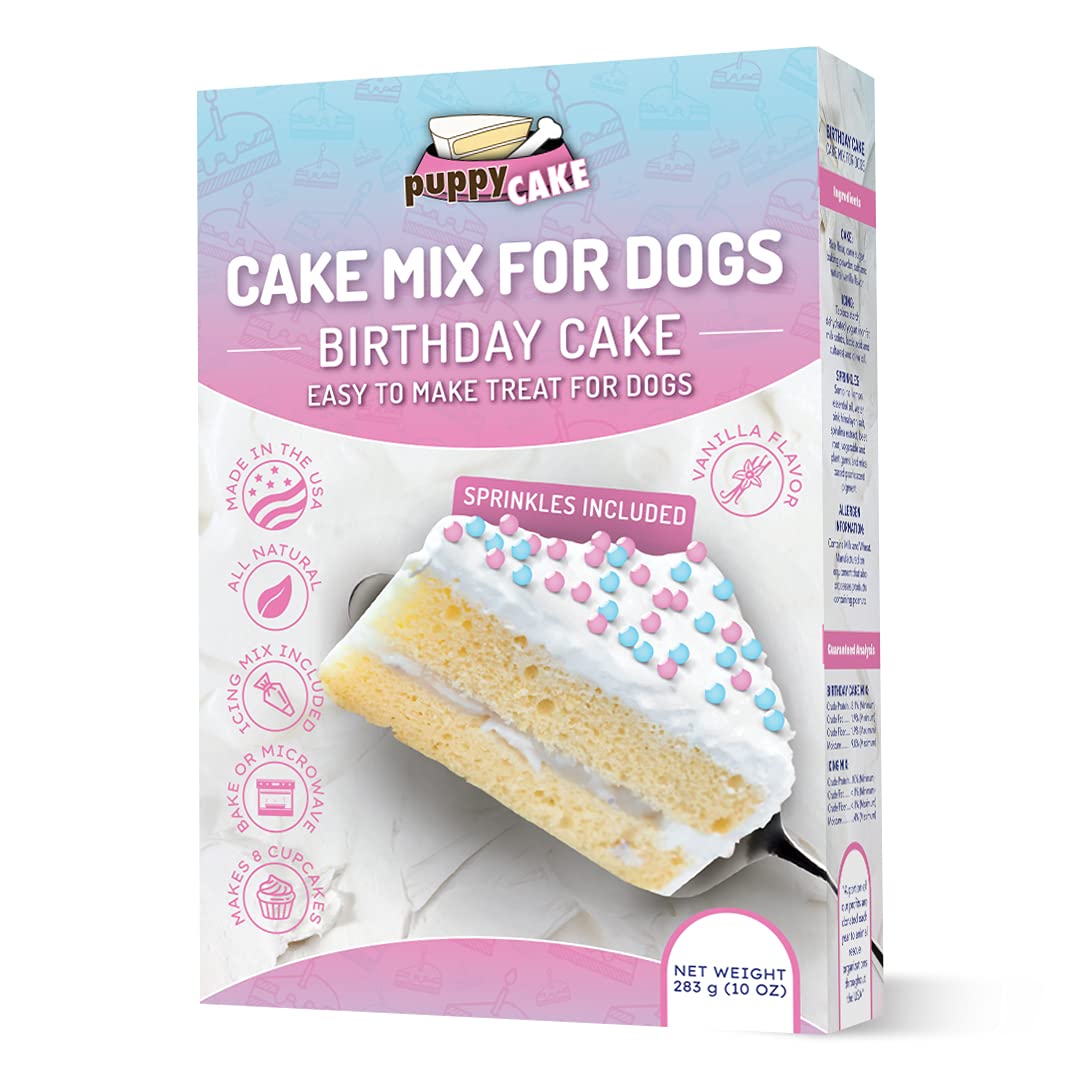 Wheat-Free Puppy Cake Mix with Icing for Dogs - Birthday Cake with Pupfetti Sprinkles | Perfect for Dog Birthday Parties, Adoption Celebrations & Special Treats