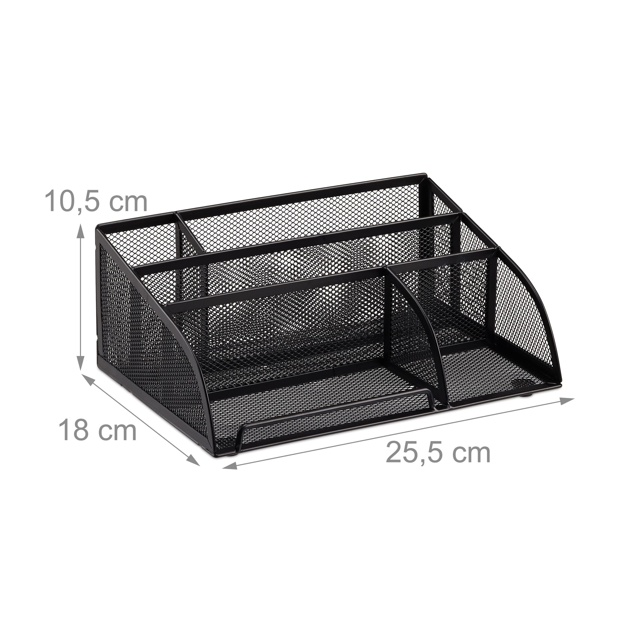 Relaxdays Metal Black Desk Organizer, 18 x 25.5 x 10.5 cm - Perfect for Office, Home & School Workspace Organization