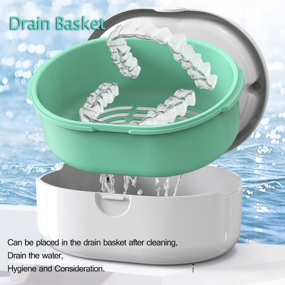 Premium Double Slot Denture Case for Wet & Dry Storage | Portable False Teeth Container with Lid | Ideal for Travel, Home & Office Use (White)