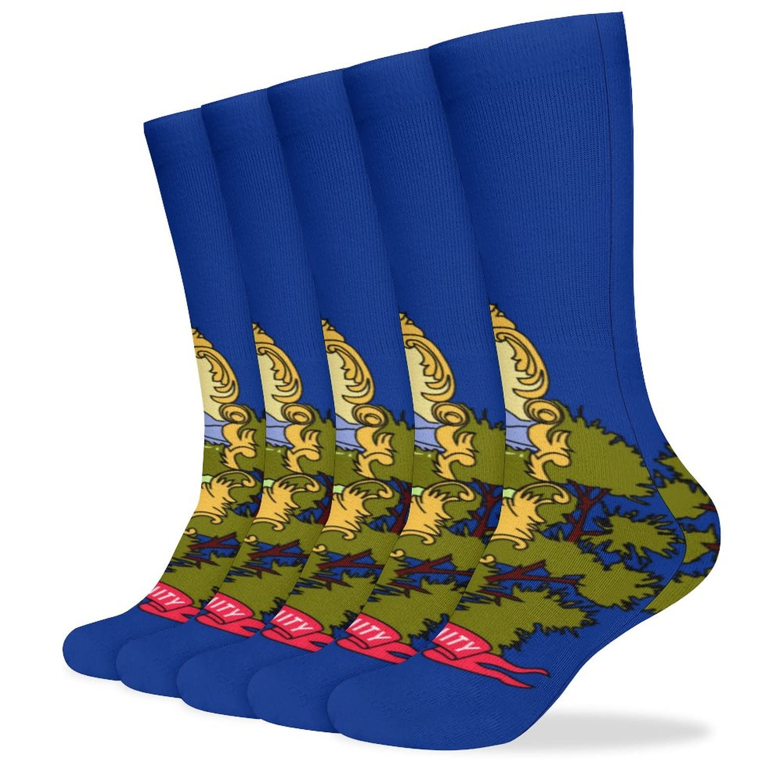 Vermont Flag Casual Socks - Moisture Wicking & Breathable Athletic Socks for Men & Women (5 Pairs) - Perfect for Hiking, Running, and Everyday Wear