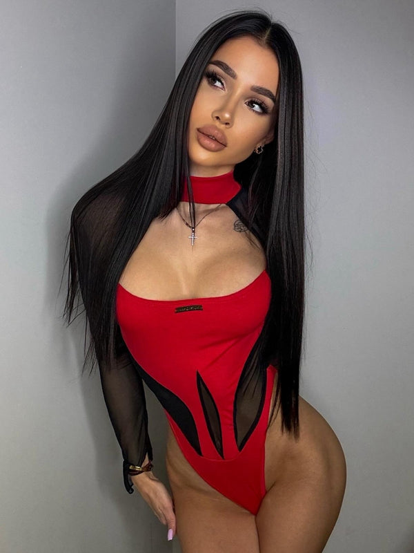 ZASUWA Women's Sexy Sheer Mesh Elastic Tight Bodysuit - Lingerie for Date Night & Boudoir Photography