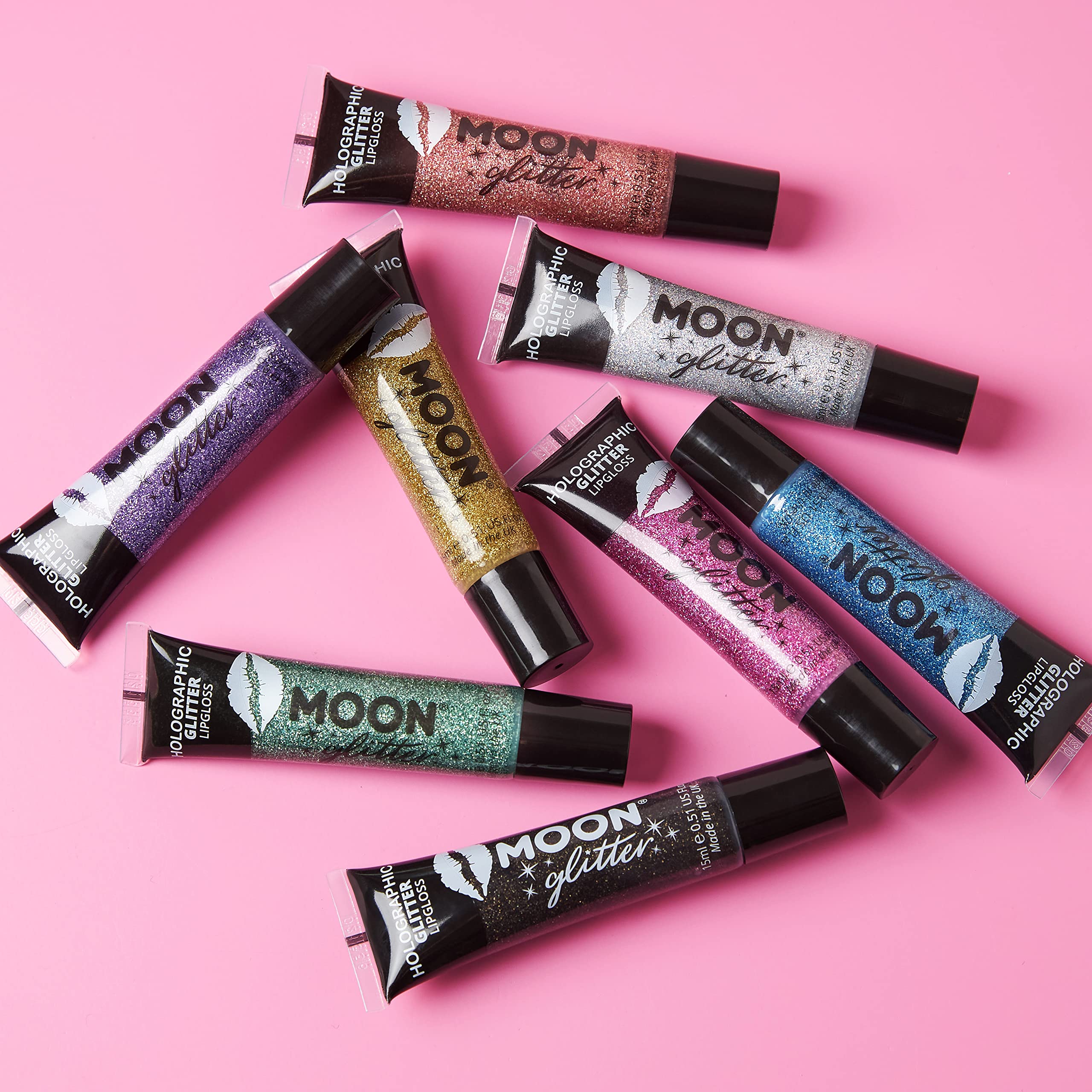 Holographic Moon Glitter Lip Gloss - 15ml Shimmering Silver Lip Shine - Perfect for Parties, Night Out & Special Occasions