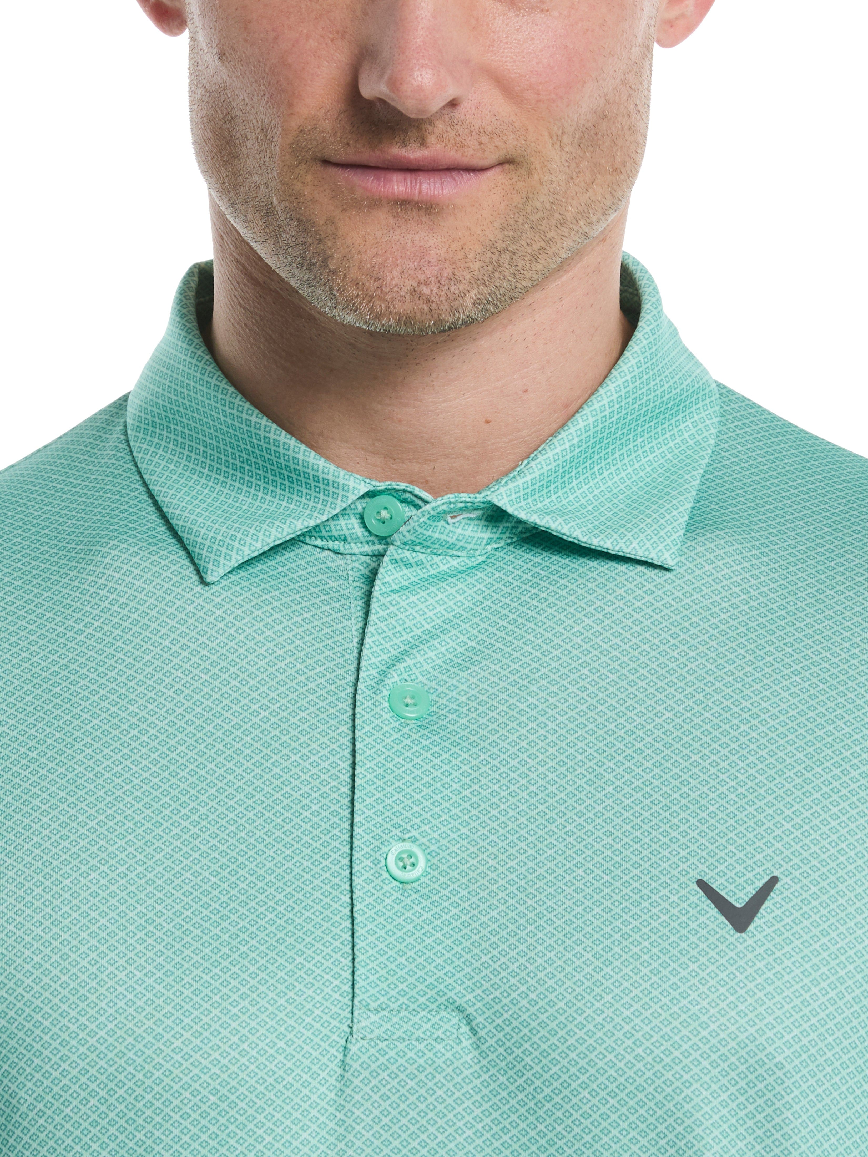 Men's Heather Geo Print Golf Polo Shirt - Breathable & Stylish for Golf, Casual Wear & Outdoor Activities