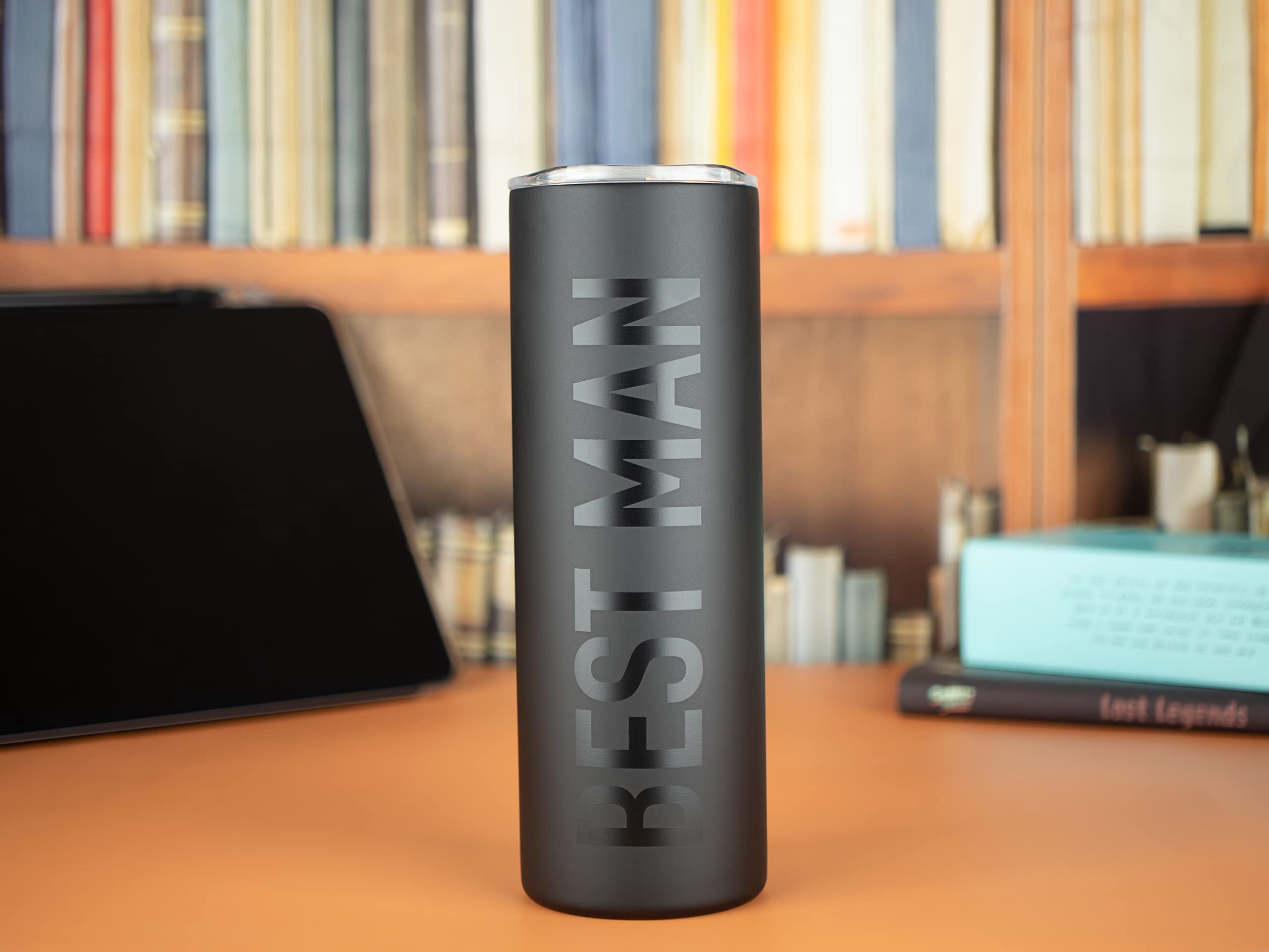 JENVIO 20oz Matte Black Stainless Steel Travel Tumbler - Insulated Coffee Mug for Hot & Cold Drinks, Best Groomsman Gift for Weddings, Valentine's Day - Perfect for Office, Commuting & Outdoor Adventures