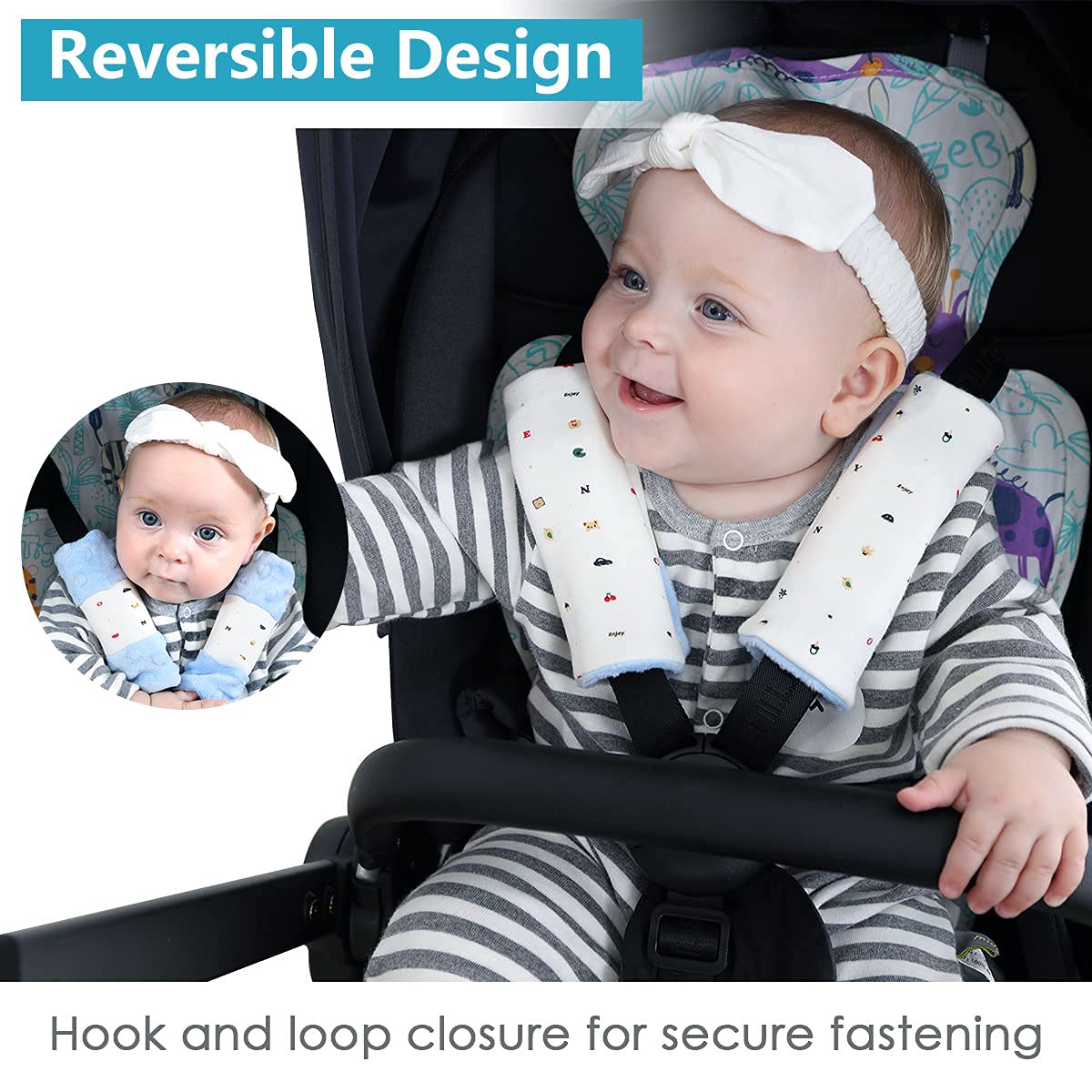 4 Packs Baby Car Seat Shoulder Strap Covers - Soft Padded Protectors for Infant & Toddler Car Seats, Strollers, Pushchairs (5.9