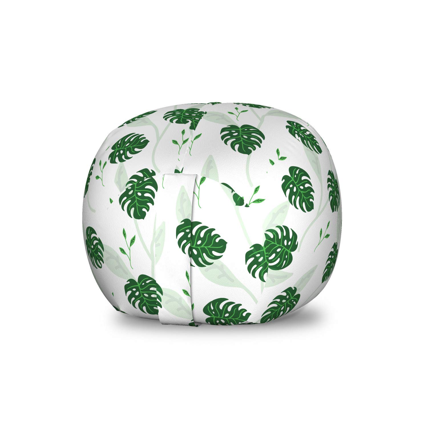 Ambesonne Philodendron Storage Toy Bag Chair - Tropical Jungle Foliage Pattern, Stuffed Animal Organizer & Washable Storage Bag, Small Size in Emerald Fern Green - Perfect for Kids' Room, Nursery & Playroom Organization