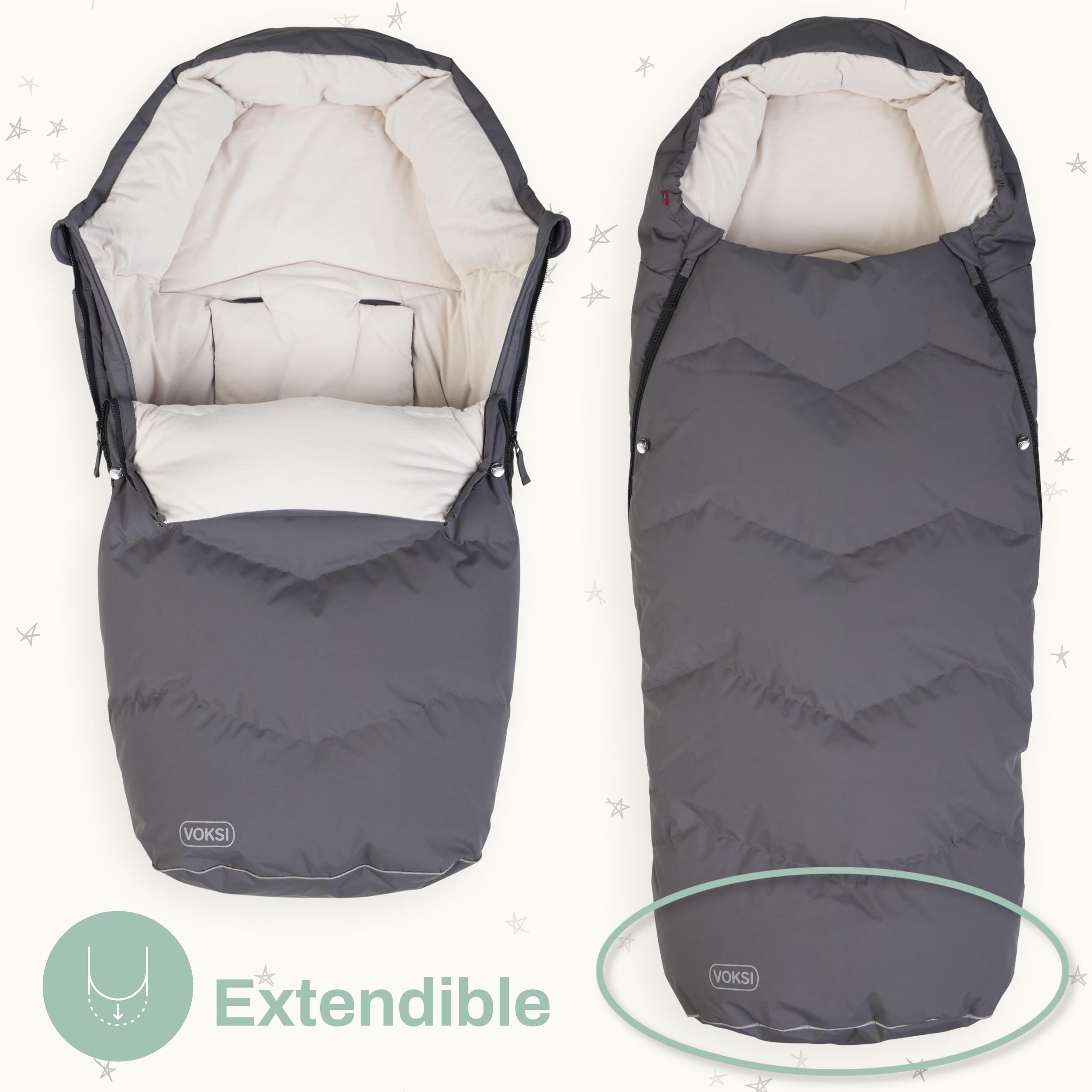 Premium Stroller Footmuff - Natural Wool & Down with High Insulation - Extendable Baby Stroller Cover for Winter - Urban 2025 Norway Design - Perfect for Cold Weather & Outdoor Walks with Your Baby