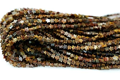 Natural Brown Gold Pietersite Flat Star Beads 4mm - 1 Strand Loose Gemstone Jewelry Making Supplies for DIY Bracelets, Necklaces & Earrings - Code MVG-30319