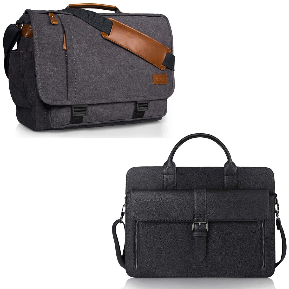 ESTARER 17-17.3 Inch Waterproof Canvas Laptop Messenger Bag for Men - Durable Business Computer Briefcase for Work, Travel & College (Fits 15.6 Inch Laptops) - Perfect for Commuting, Business Trips & Daily Office Use