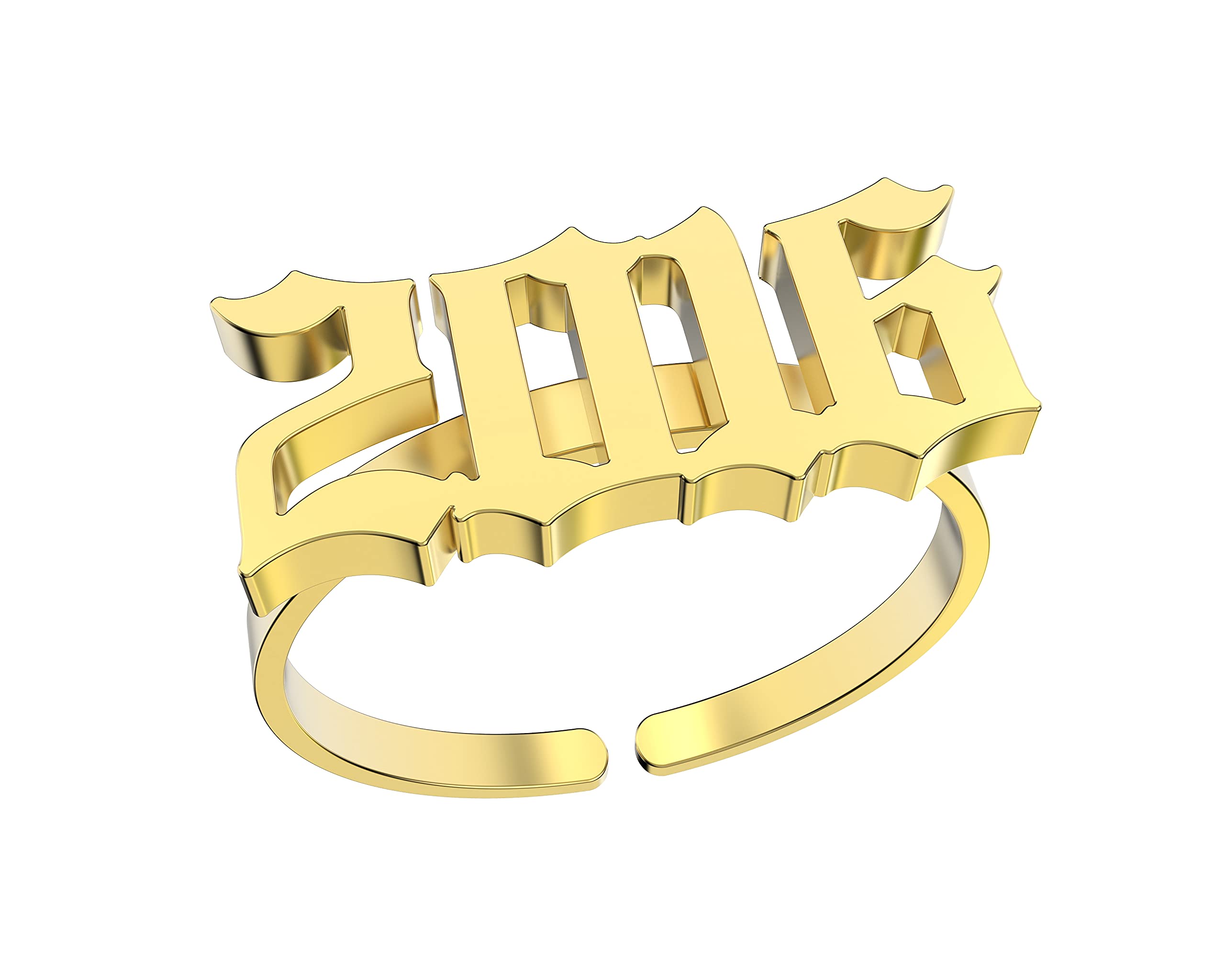 Haobase Stainless Steel Birth Year Ring for Women & Men - Adjustable Wedding Band Jewelry for Gifts & Anniversaries