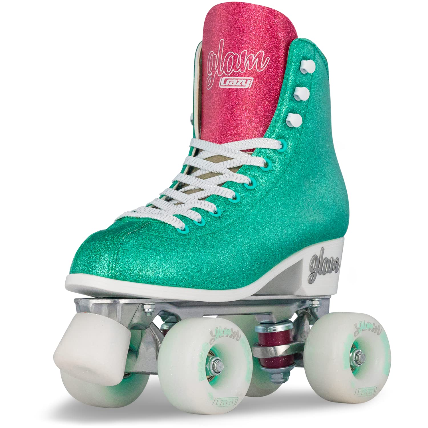Crazy Skates Glam Roller Skates for Women & Girls - Adjustable or Fixed Sizes with Glitter Sparkle Design | Perfect for Outdoor Skating, Rink Parties & Roller Derby | Quad Skates for Beginners & Pros