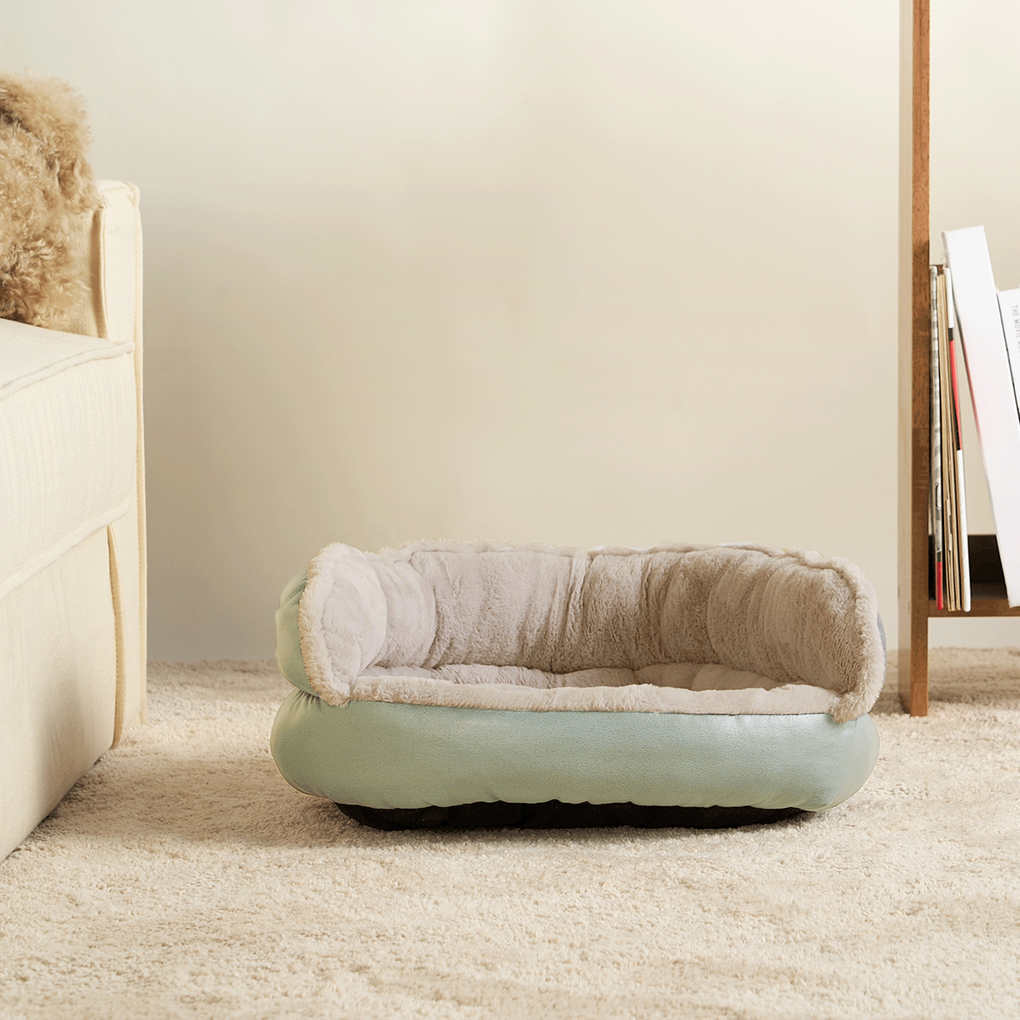 Premium Snooze Lagoon Orthopedic Backrest Support Dog & Cat Bed - Comfortable Pet Bed for Small & Medium Pets - Perfect for Home, Office & Travel Use