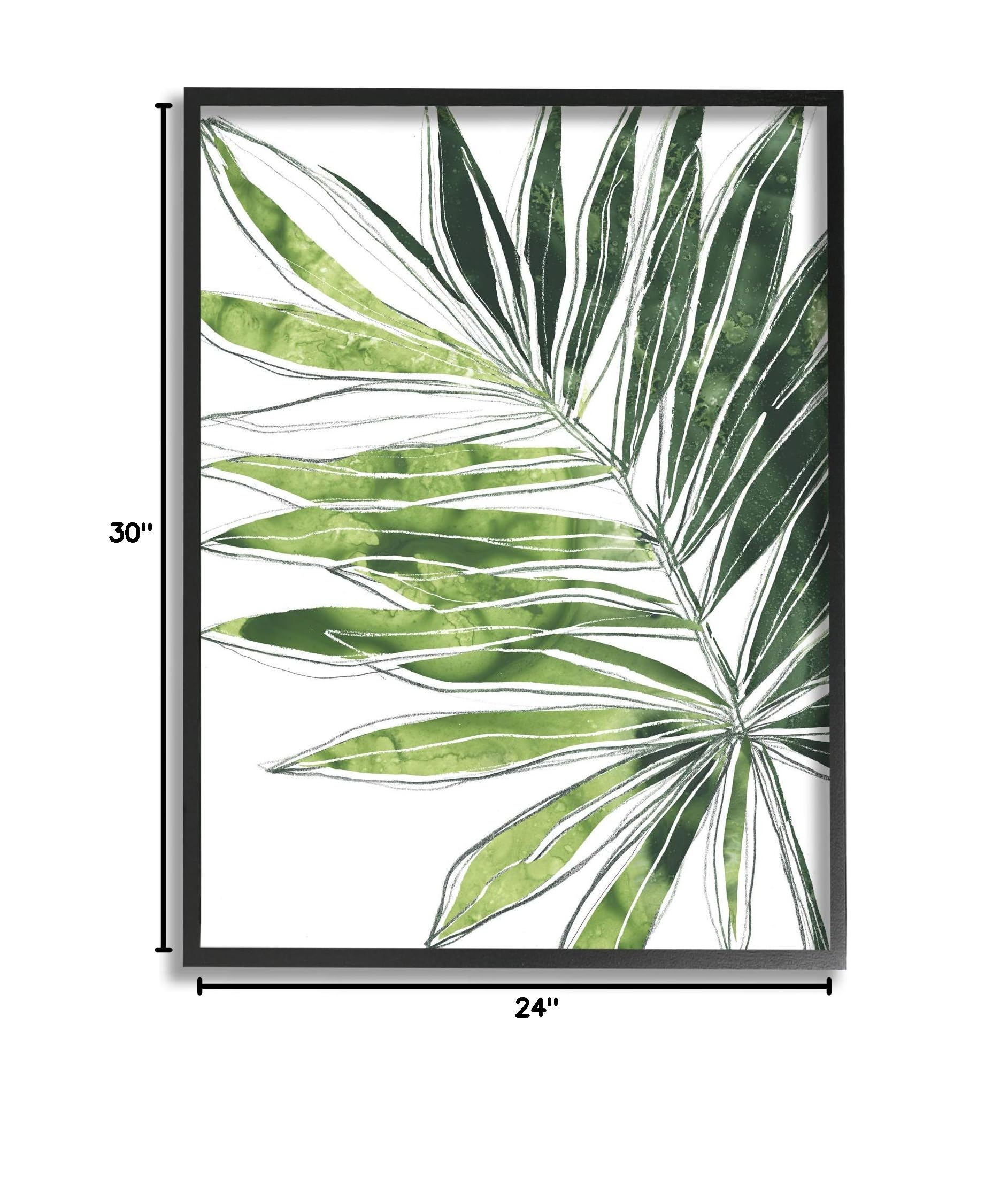 Stupell Industries Tropical Green Plant Expressive Palm Linework Wall Art - Modern Botanical Decor for Living Room, Bedroom & Office