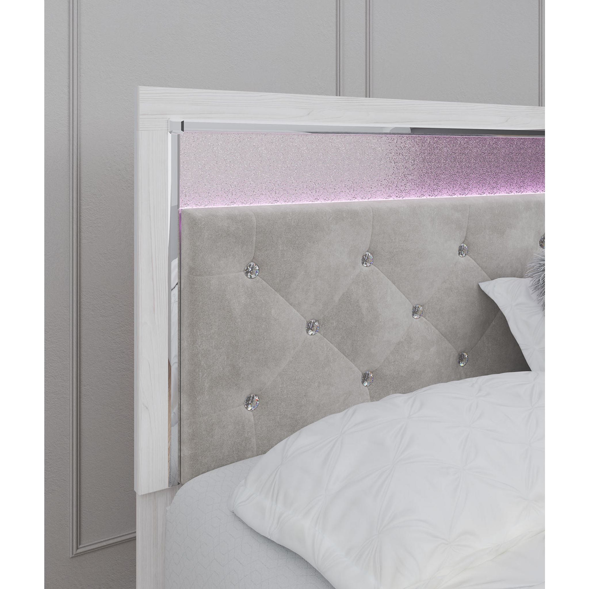 Altyra Upholstered Headboard in White - Queen Size Bed Frame Accent for Modern Bedroom Decor