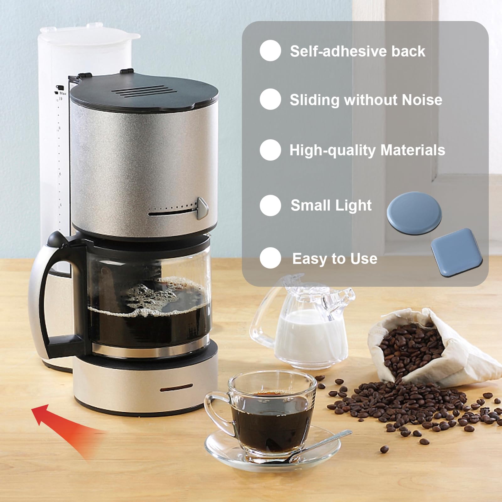 12 Pcs Self-Adhesive Appliance Sliders for Kitchen - Coffee Makers, Blenders, Air Fryers