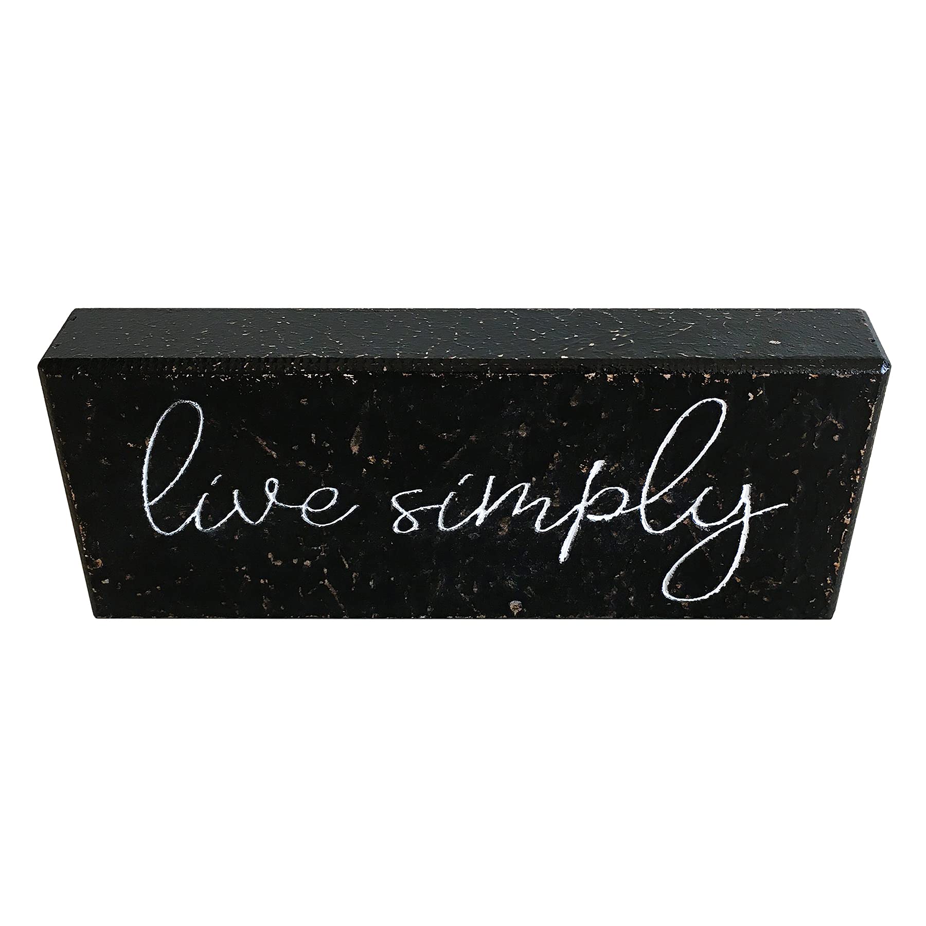 PrideCreation Live Simply Wooden Box Sign - 12x5 Inch Rustic Farmhouse Carved Tabletop Decor - Black Marble Texture Wood Block Sign for Home, Office & Gifts | Perfect for Mantel, Shelves, Living Room, Bedroom, Dining Room & Kitchen Decor