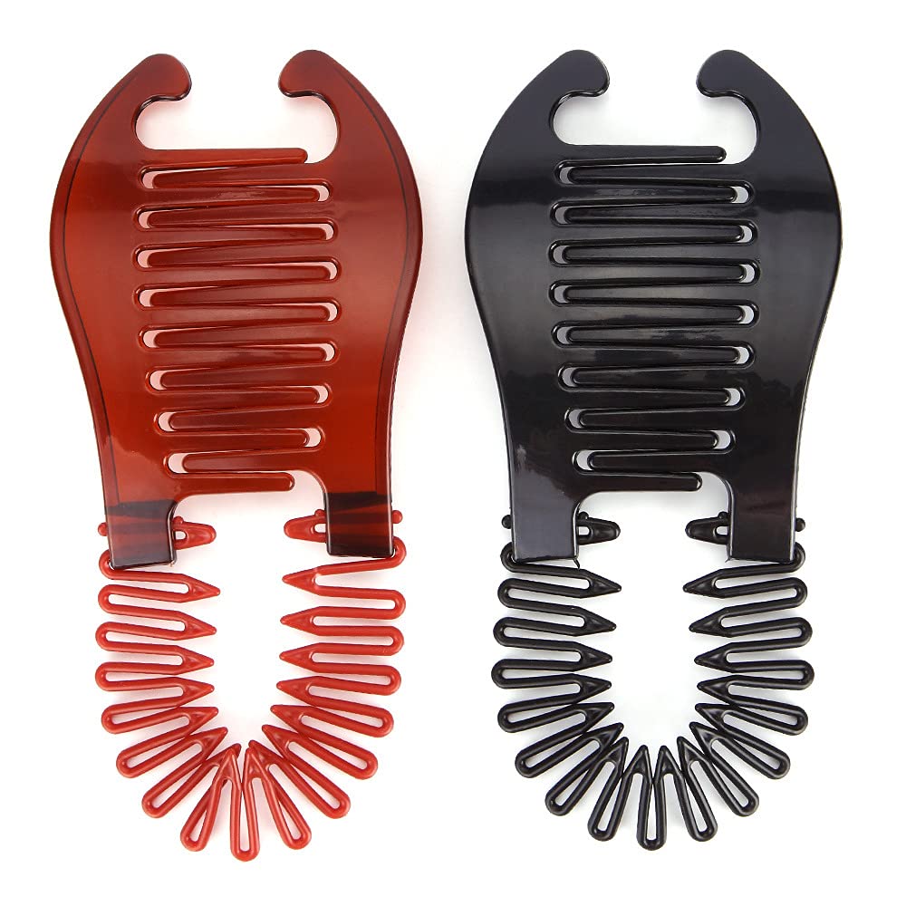 4 Pcs Plastic Banana Hair Clips - Flexible Hair Grips for Ponytails & Hairstyles, Hair Accessories for Women & Girls - Perfect for School, Work & Everyday Use