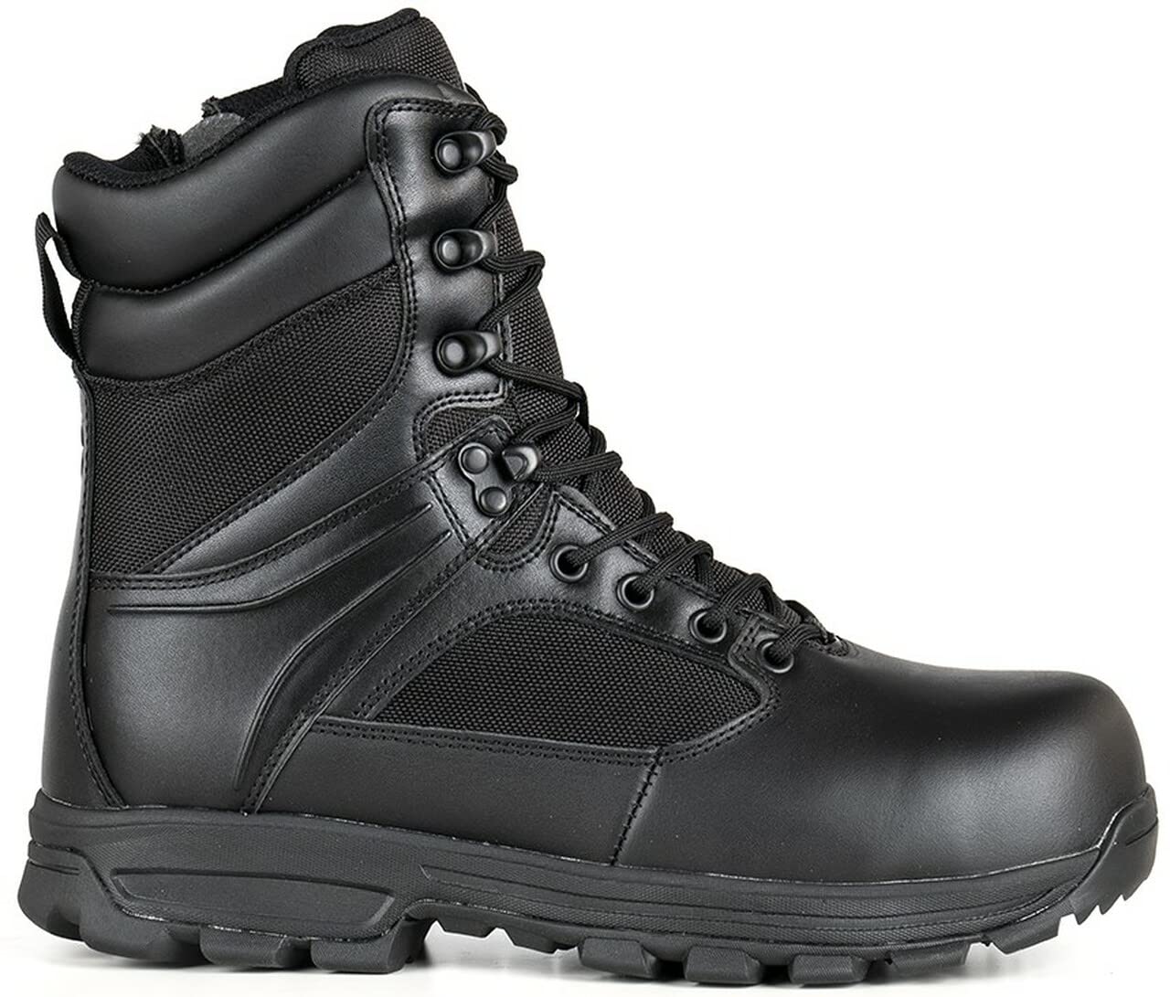 LAPG Men’s Sector 8” Waterproof Tactical Boots - Side-Zip Duty & Combat Shoes for Hiking, Breathable Comfortable Work Boots for Outdoor, Military, Police & Security Use