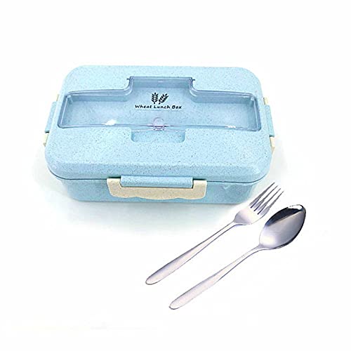 Eco-Friendly Wheat Straw Microwave Lunch Box - BPA-Free Food Storage Container for School, Office & Travel - Portable Bento Box (Blue) | Ideal for Meal Prep, Leftovers & On-the-Go Dining