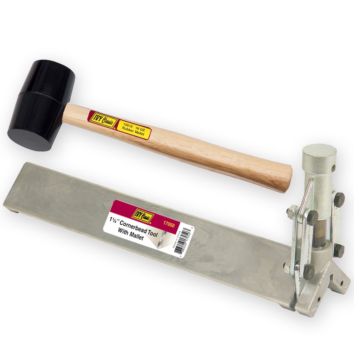 Ivy Classic Corner Bead Tool with Mallet - Professional Drywall Corner Bead Installer for Perfect 90° Angles - Ideal for Home Renovation, DIY Projects, and Professional Construction Work