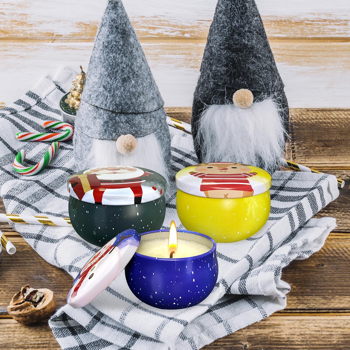 Christmas Small Tin Scented Candles - 3 Pack Long Lasting 90 Hour Soy Wax Candles (2.5oz Each) | Holiday Home Decor, Aromatherapy, Bath Relaxation, Birthday & Gift Ideas for Women