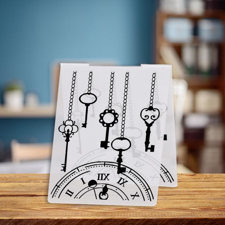 3D Retro Lace Keys Plastic Embossing Folders - Vintage Clock Design Card Making Templates for DIY Scrapbooking, Photo Albums, and Handmade Greeting Cards - Perfect for Wedding Invitations, Birthday Cards, and Craft Projects