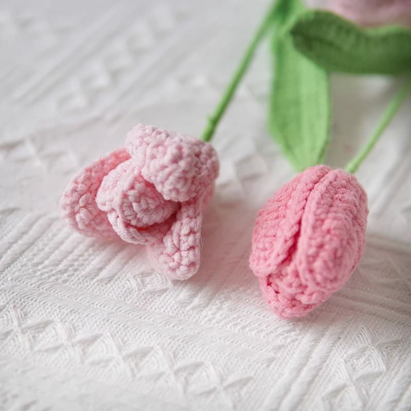 Handmade Crochet Tulip Flowers Bouquet - DIY Home Decor, Wedding Centerpiece, Spring Gift Idea for Mother's Day & Easter