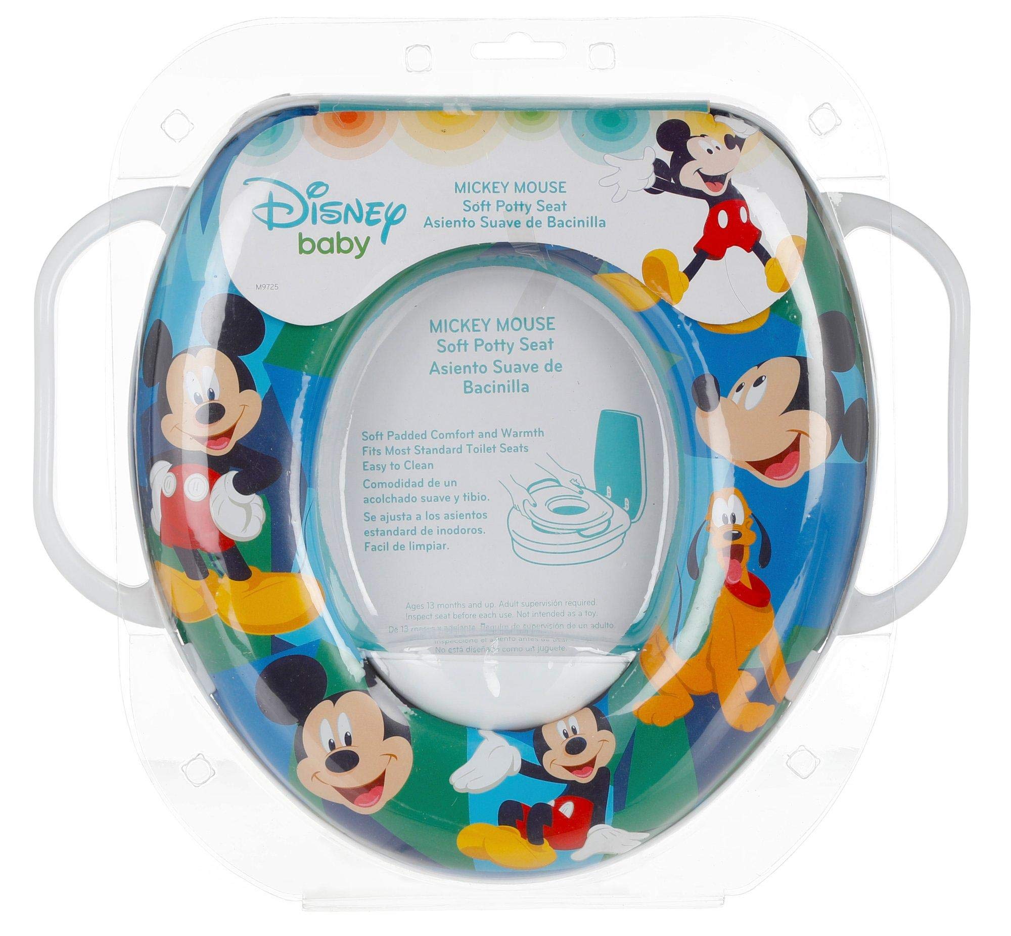 Mickey Mouse Soft Potty Training Seat with Handles - Toddler Toilet Trainer for Boys & Girls - Non-Slip Kids Potty Chair for Bathroom Safety