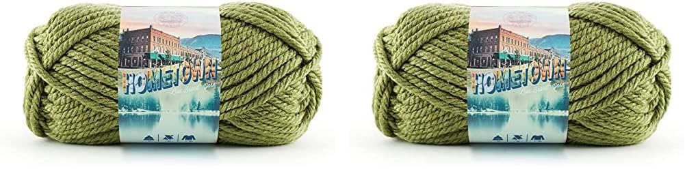 Lion Brand Hometown USA Yarn - Oklahoma City Green (2-Pack) | Soft & Durable Acrylic Yarn for Knitting, Crocheting, and DIY Crafts | Perfect for Scarves, Blankets, and Home Decor Projects