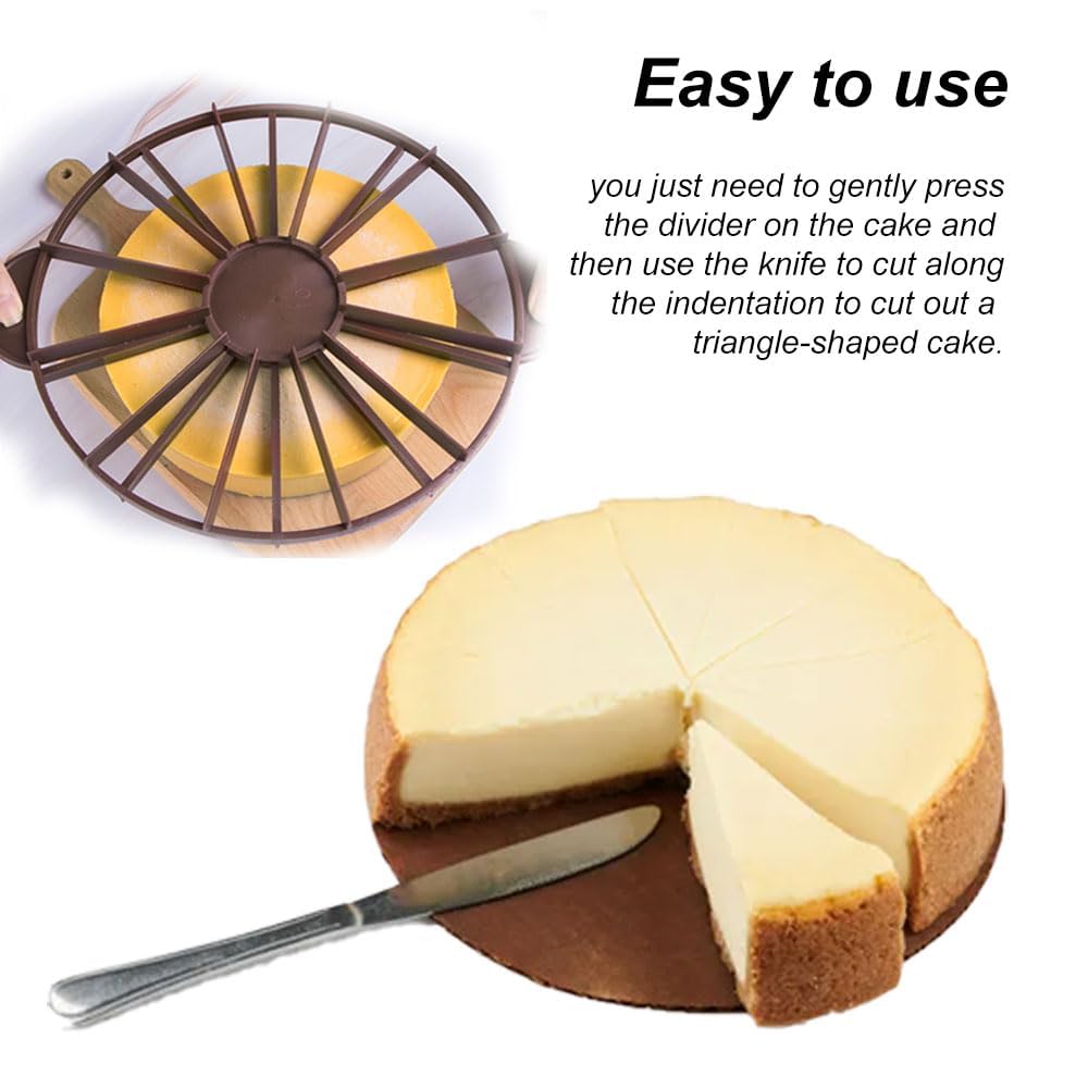 Round Cake Slice & Pie Slicer Marker - Double Sided Cake Divider for Cheesecake, Pie, Pizza (10 or 12 Slices) - Perfect for 16-Inch Cakes - Ideal for Birthday Parties, Weddings & Baking Enthusiasts
