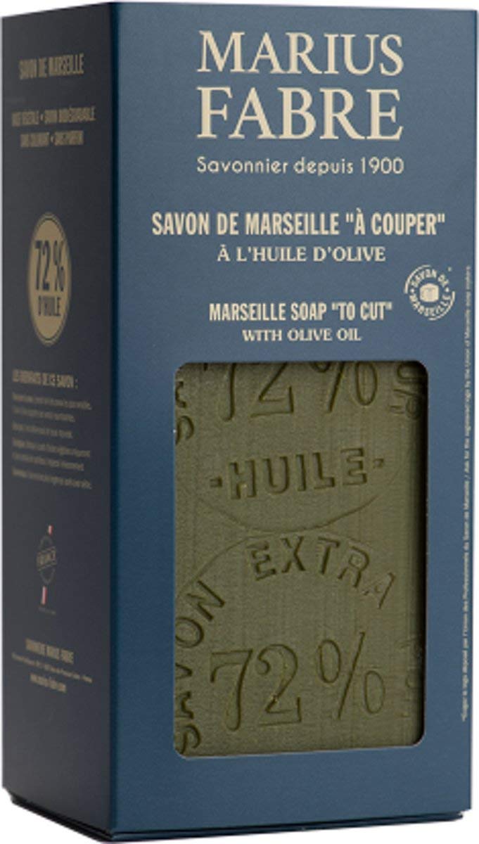 **Marius Fabre Olive Oil Marseille Soap Block 35.2 oz - Natural French Soap for Skin & Hair - Includes Soap Cutter - Perfect for Bath, Shower & Travel**