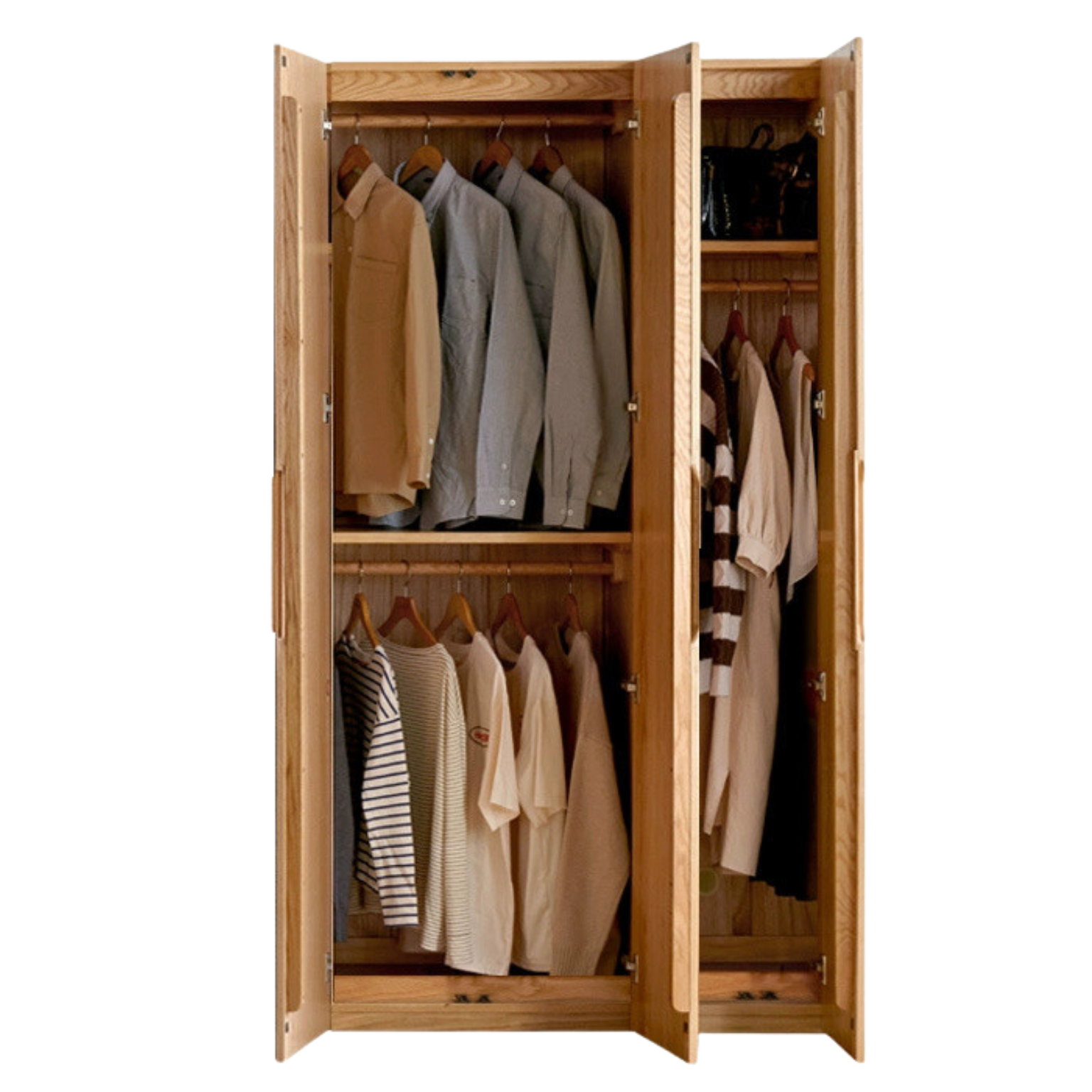 Solid Oak Wood Wardrobe - Premium Quality, Spacious Storage for Bedroom, Closet & Home Organization