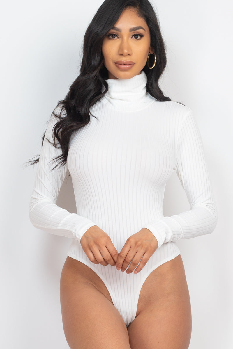 Stylish Ribbed Turtle Neck Long Sleeve Bodysuit for Women | CAPELLA | Perfect for Layering, Office Wear & Casual Outfits