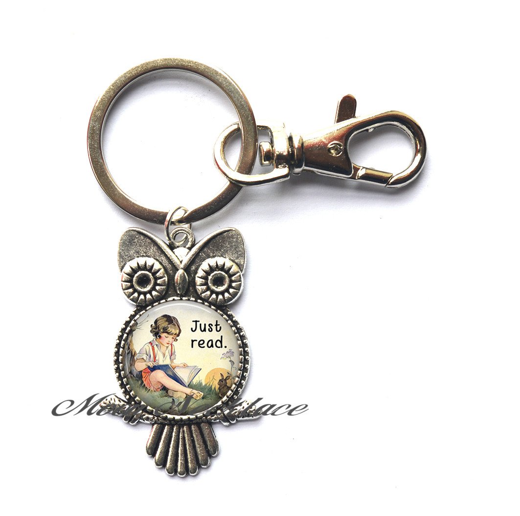 Charm Owl Keychain - Book Lover's Gift for Librarians & Teachers | Silver Owl Key Ring for Book Enthusiasts | Perfect for Book Clubs, Reading Accessories & Literary Gifts