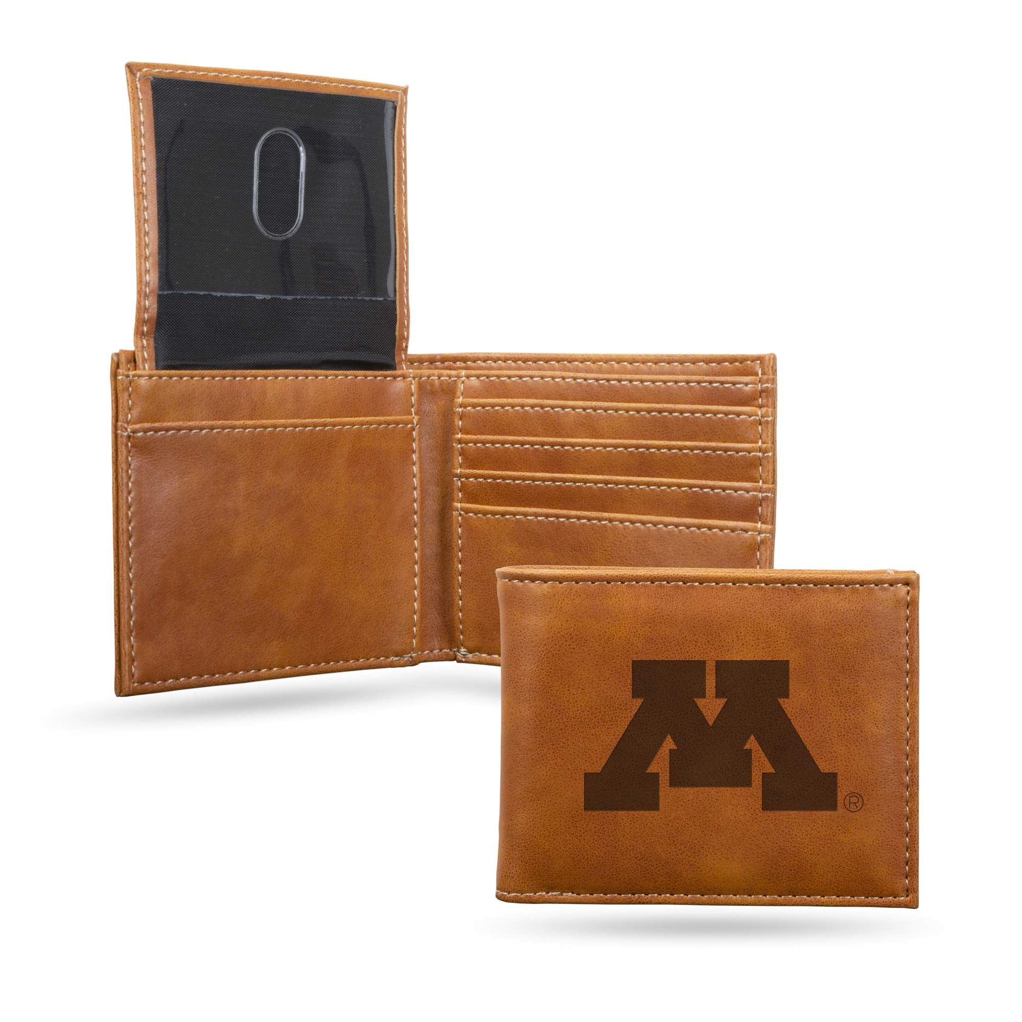 NCAA Laser Engraved Slim Billfold Wallet - Genuine Leather College Sports Gift for Men - Perfect for Game Day & Everyday Carry