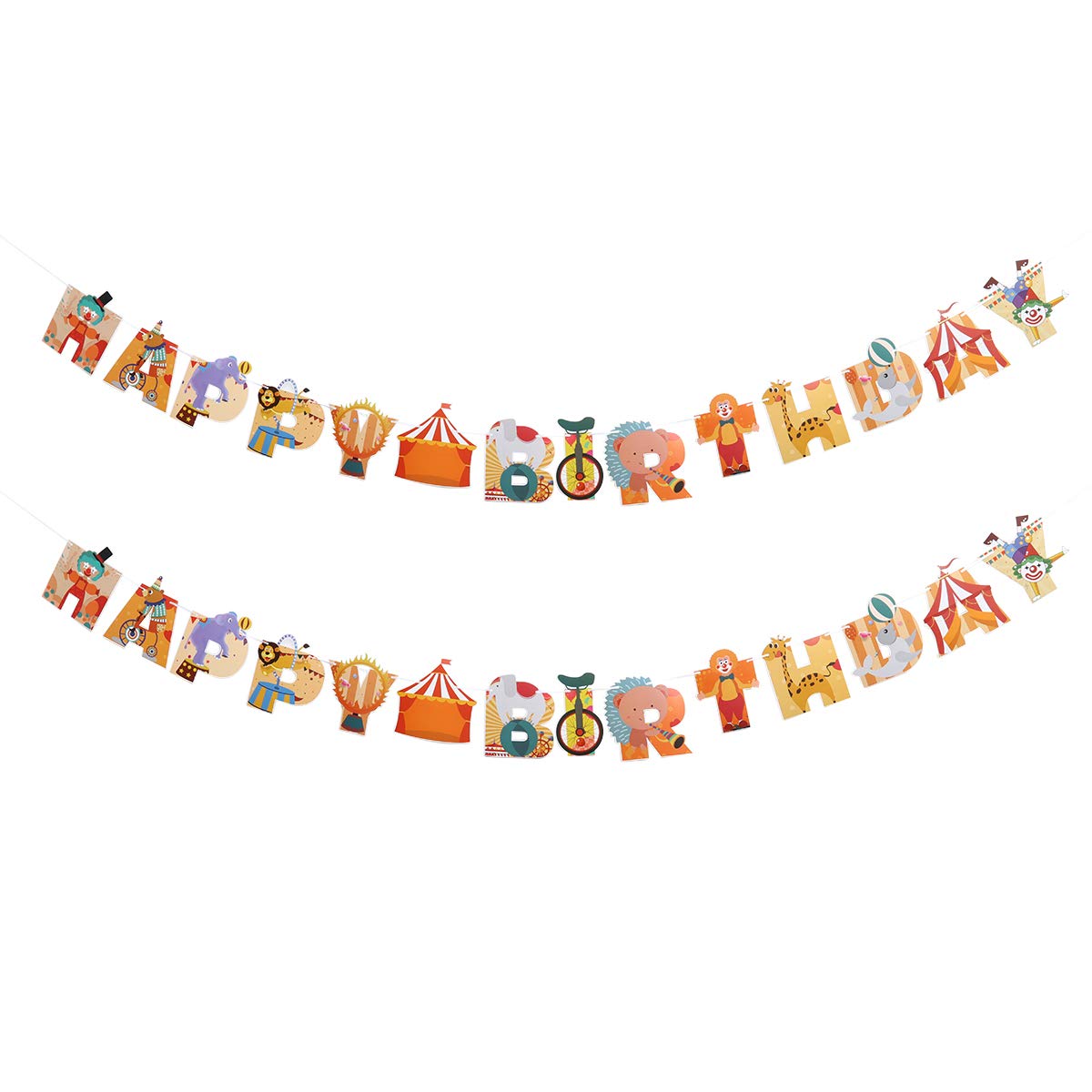 Amosfun Circus Themed Birthday Party Banner - Colorful Clown Animal Pull Flag Garland for Birthday Decorations | Perfect for Kids Parties, Baby Showers & Carnival Events