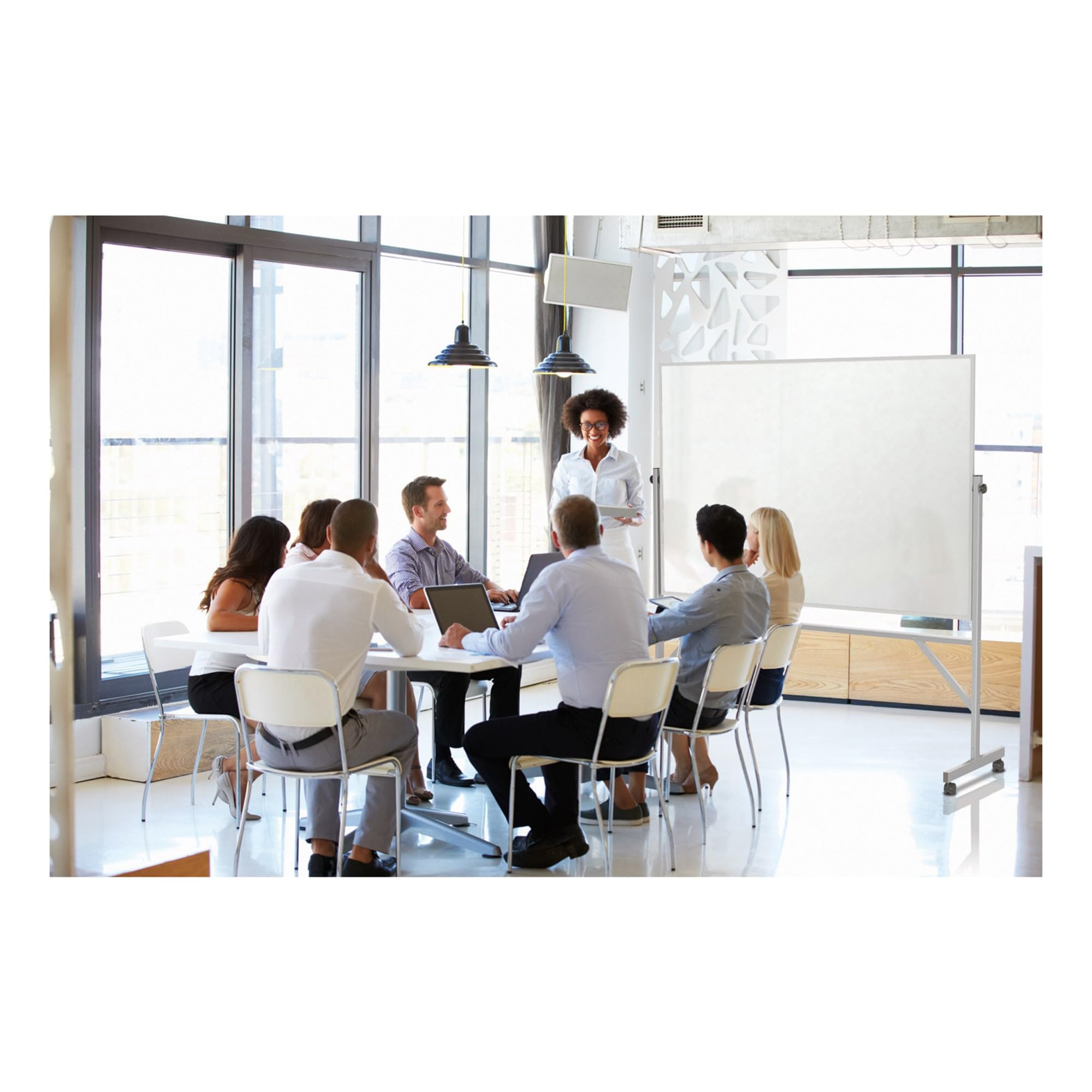 Ghent 3' x 4' Aluminum Frame Reversible Cork Bulletin Board - Non-Magnetic Whiteboard & Natural Cork Combo with 4 Dry Erase Markers & Eraser - Perfect for Office, Classroom, or Home Organization