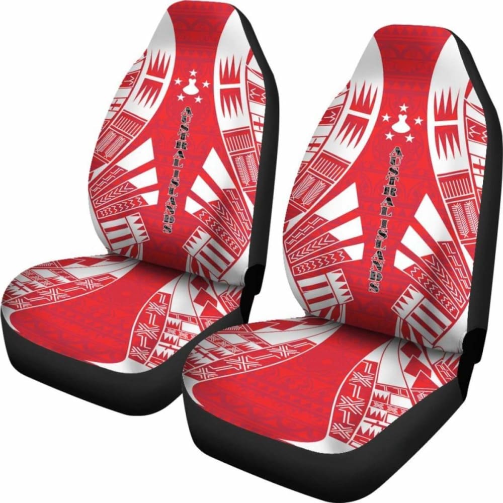 Premium Austral Islands Car Seat Covers with Polynesian Tattoo Flag Design - Durable & Stylish for Trucks, SUVs & Sedans - Perfect for Travel, Commuting & Road Trips