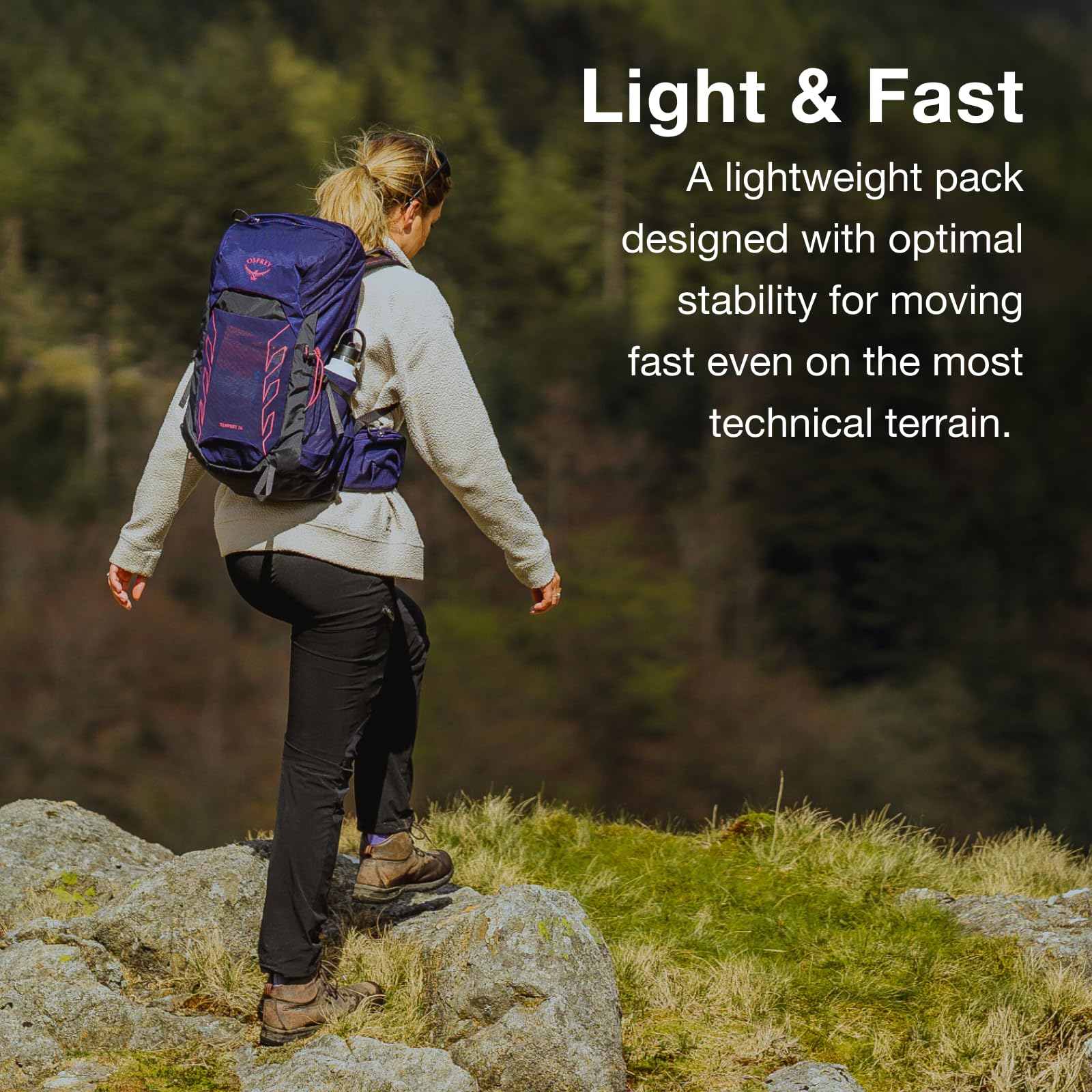 Osprey Tempest 26L Women's Lightweight Hiking Backpack with Hipbelt - Water-Resistant Daypack for Outdoor Adventures, Travel & Trekking - Anchor Blue/Atlas