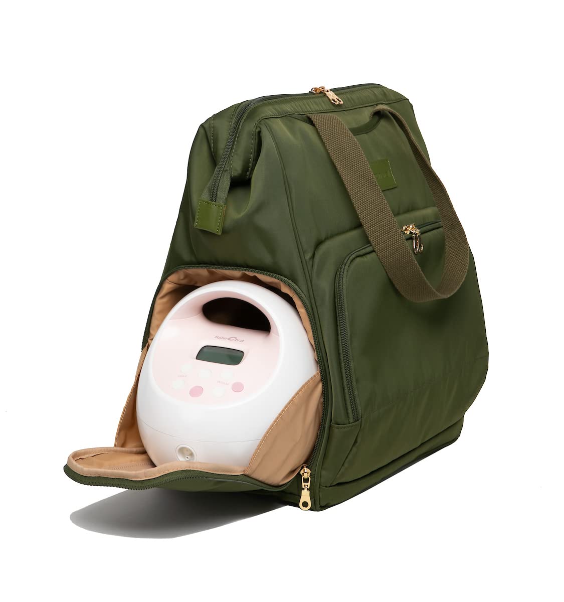Sarah Wells Norah Breast Pump Backpack - Olive Green, Stylish & Functional Diaper Bag for Working Moms, Perfect for Office, Travel & On-the-Go Pumping