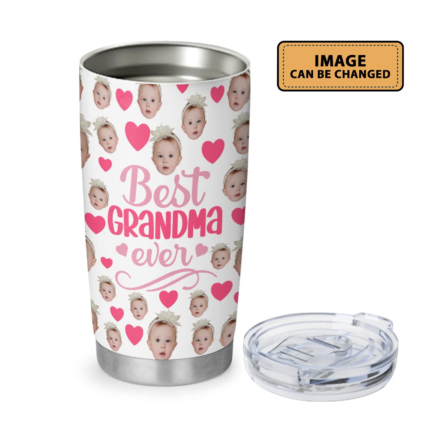 Personalized Custom 'First Time Grandma' Stainless Steel Tumbler - 20oz Insulated Travel Mug with 'Best Grandma Ever' Design - Perfect Christmas, Birthday & Mother's Day Gift for New Grandmas from Grandchildren - Ideal for Coffee, Tea & Hot/Cold Drinks at Home or On-the-Go