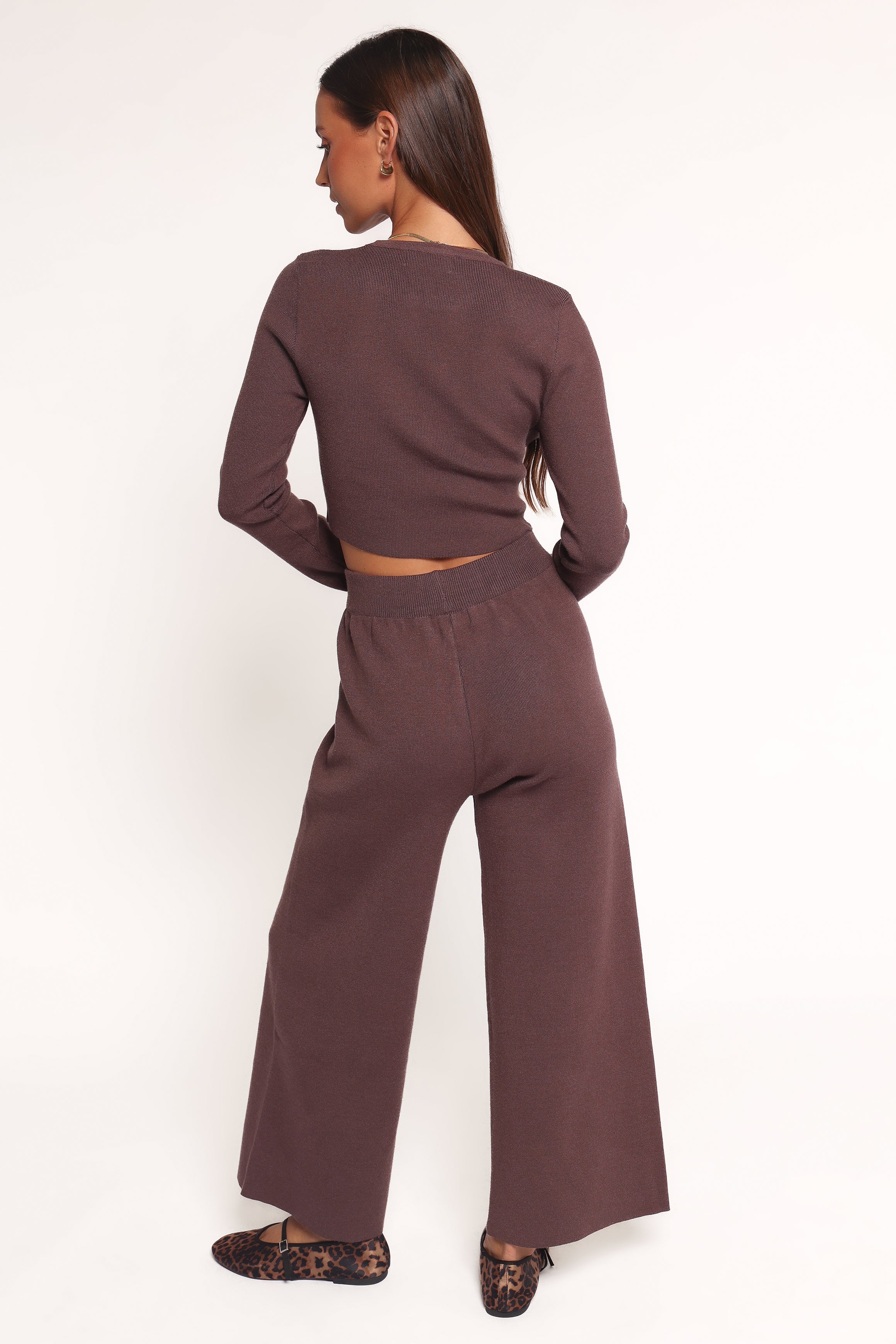 Ayers Women's Long Sleeve Top and Pants Set - Soft Chocolate Brown Loungewear for Casual Wear, Yoga & Home Relaxation