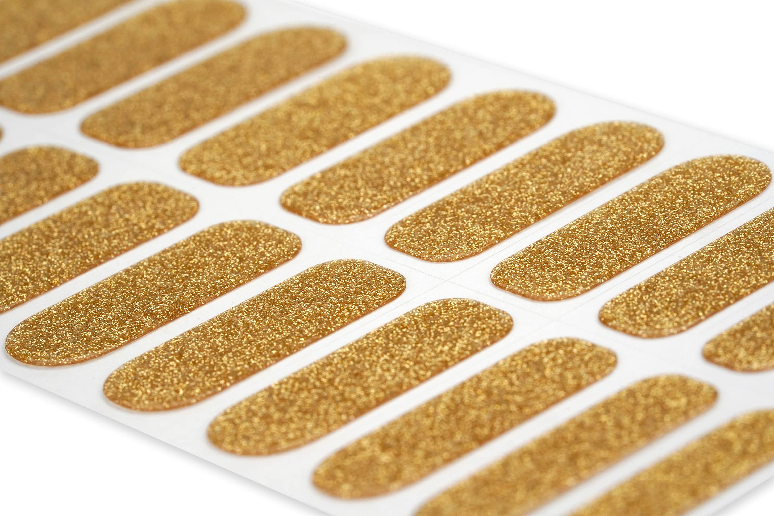 22 Premium Semi-Cured Gel Nail Polish Strips with Gold Glitter - Includes Application Accessories for Salon-Quality Nails at Home